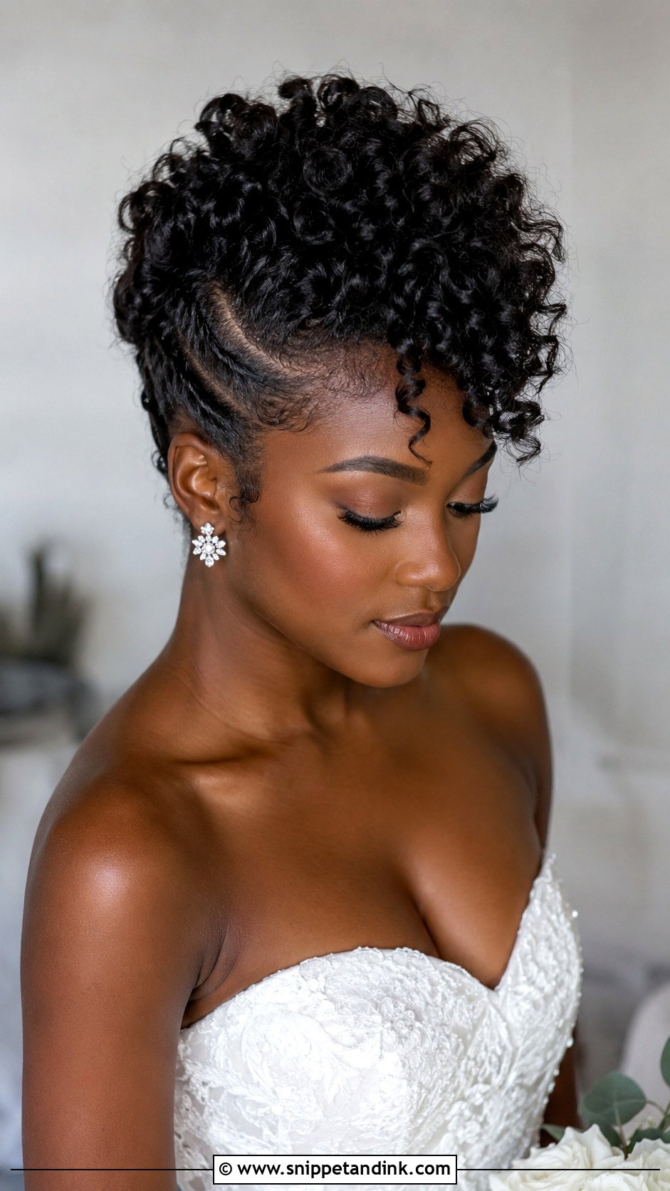 Curly Faux Hawk Updo for Wedding - Snippet and Ink - 25 Curly Hair Styles for Wedding
