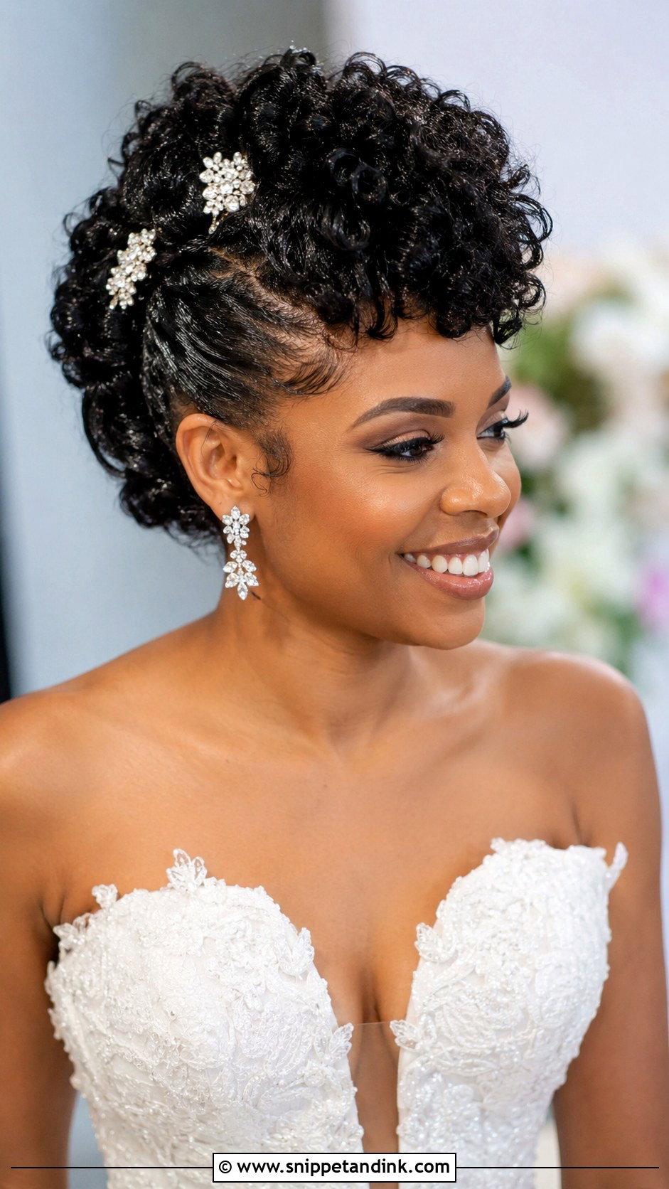Curly Faux Hawk Wedding Hair - Snippet and Ink - 30 Naturally Curly Bridal Hair Ideas