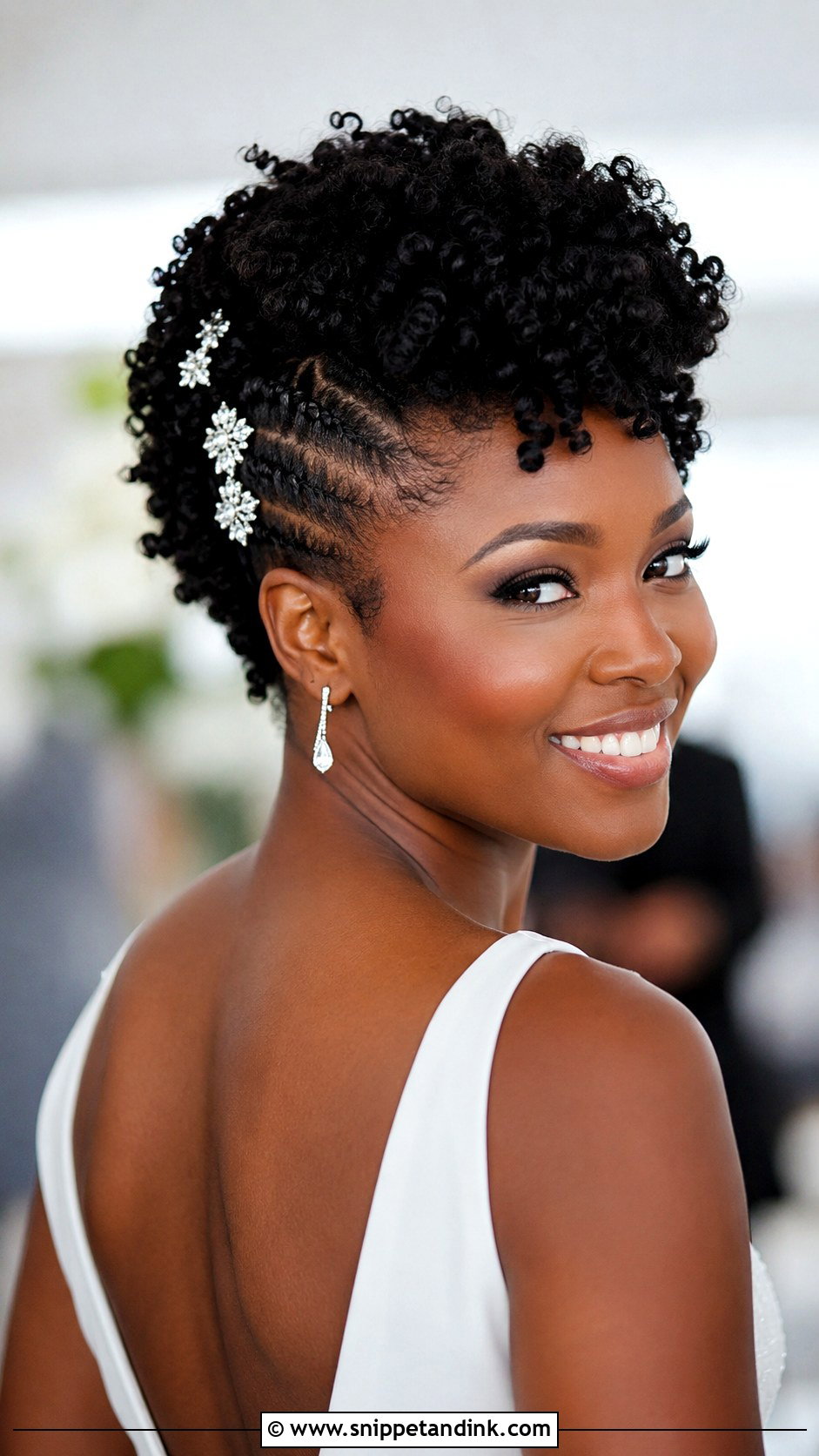Curly Faux Hawk Wedding Look - Snippet and Ink - 30 Natural Hair Wedding Ideas