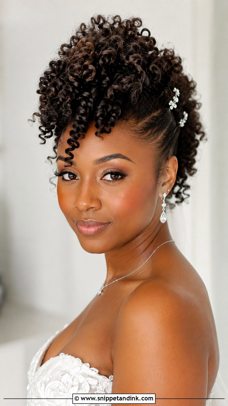 Curly Faux Hawk Wedding Style - Snippet and Ink - 25 Curly Bridal Hairstyles