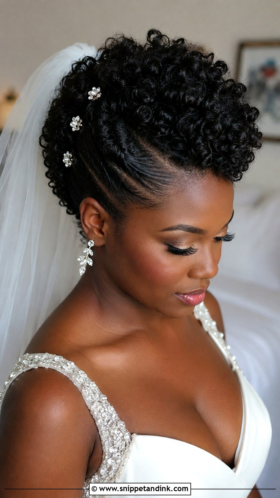 Curly Faux Hawk Wedding Updo - Snippet and Ink - 25 Natural Curly Wedding Hairstyles