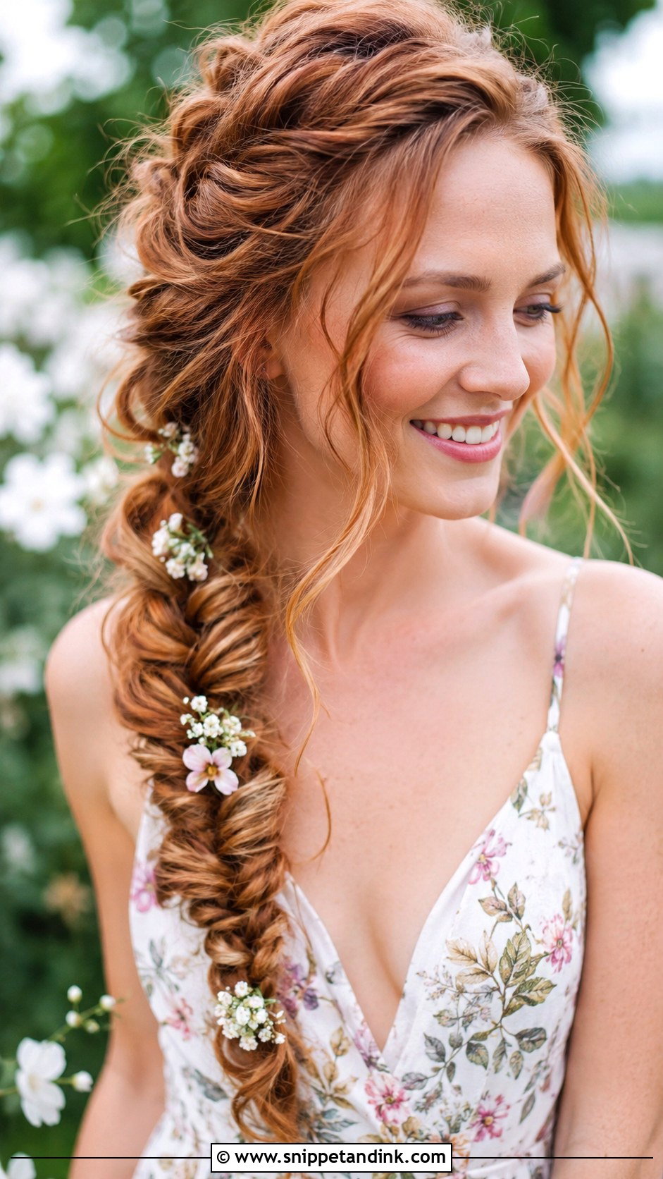 Curly Fishtail Braid - Snippet and Ink - 25 Curly Hair Wedding Guest Styles