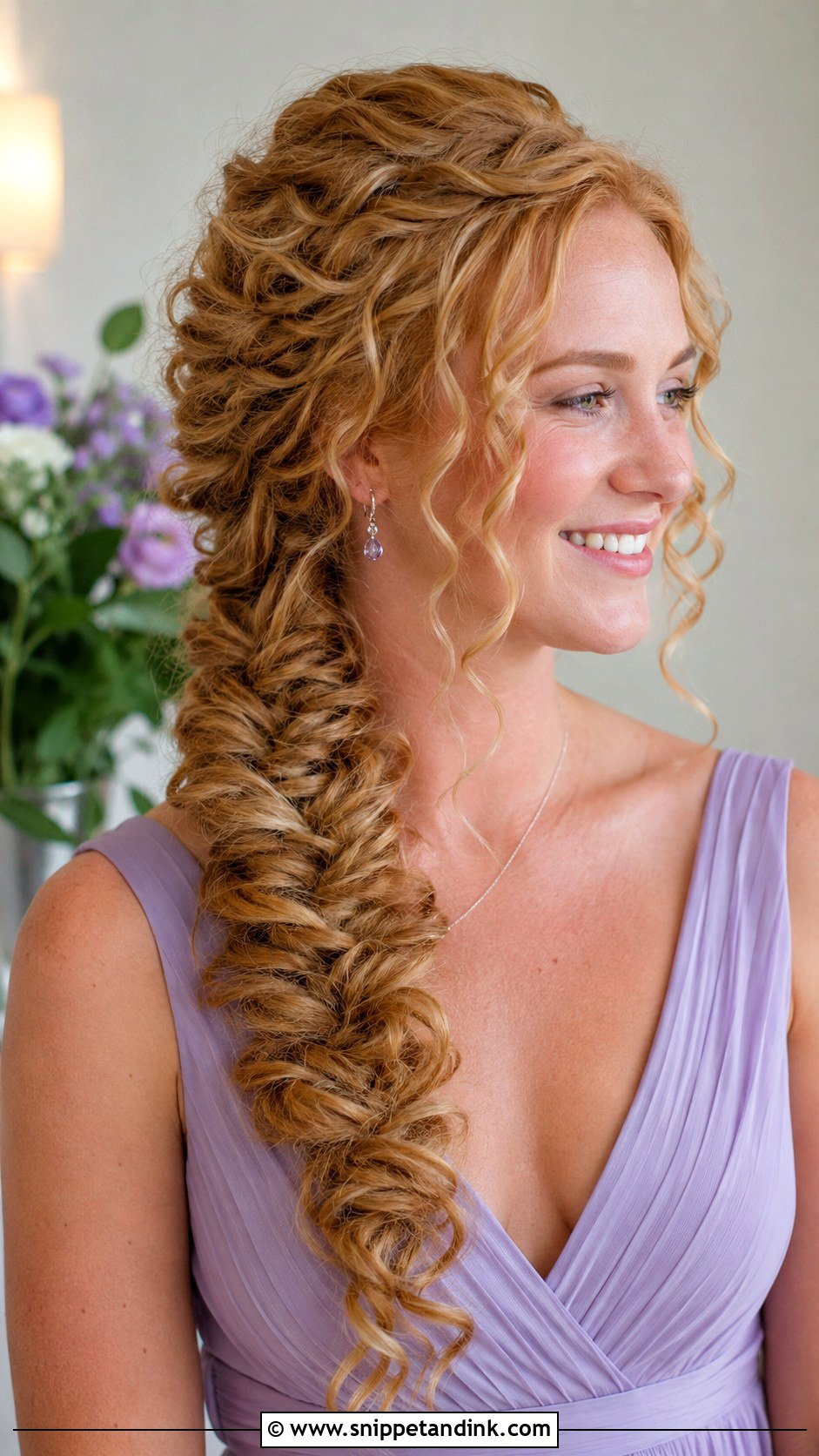 Curly Fishtail Braid Bridesmaid Hair - Snippet and Ink - 20 Naturally Curly Bridesmaid Hairstyles