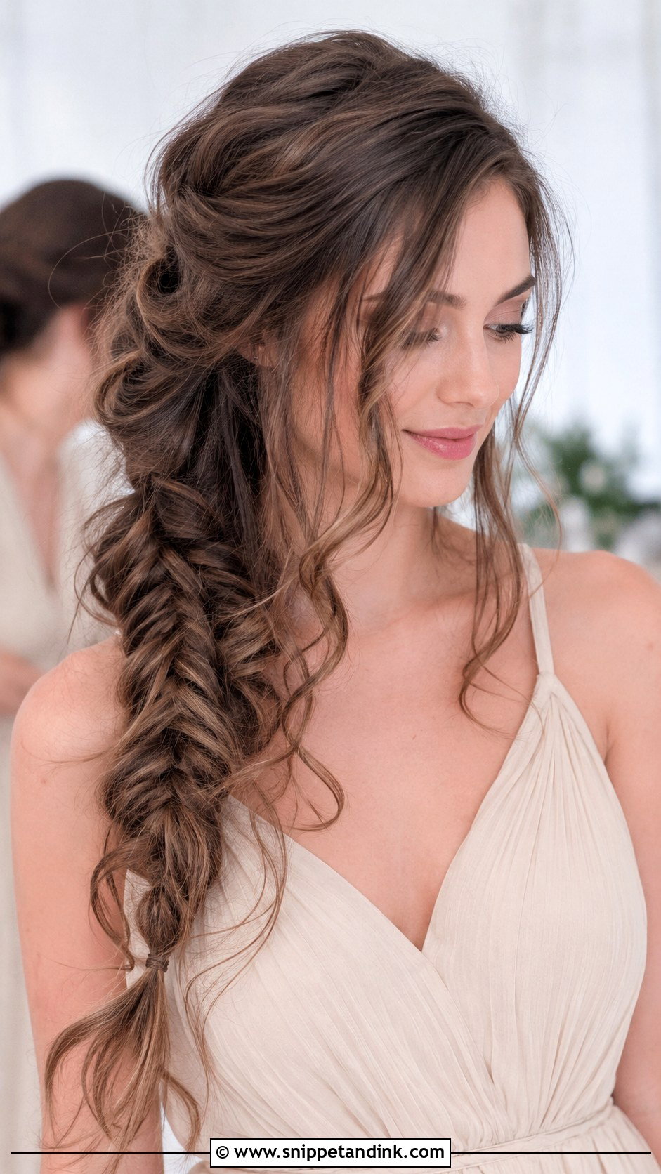 Curly Fishtail Braid Bridesmaid Hair - Snippet and Ink - 20 Curly Hairstyles for Bridesmaids