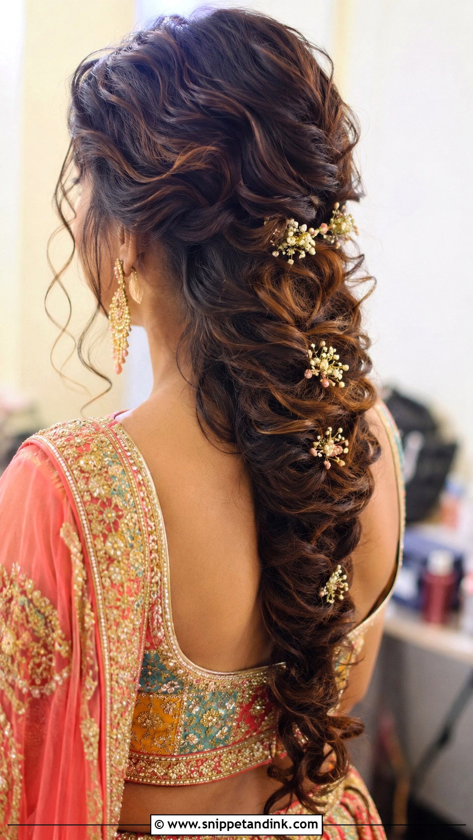 Curly Fishtail Braid For Indian Wedding - Snippet and Ink - 20 Indian Wedding Fish Braid Hairstyles
