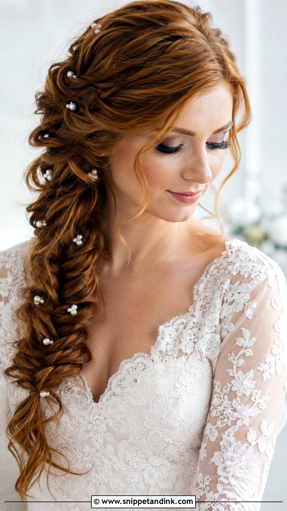 Curly Fishtail Braid for Bride - Snippet and Ink - 25 Curly Hair Styles for Wedding