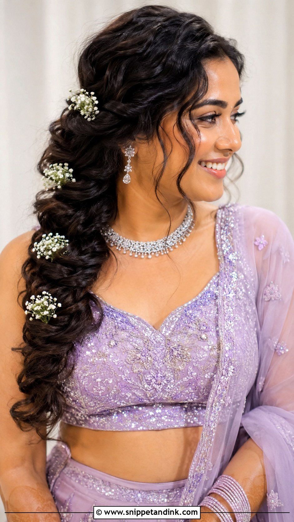 Curly Fishtail Bridal Braid - Snippet and Ink - 20 Indian Curly Hair Bridal Hairstyles