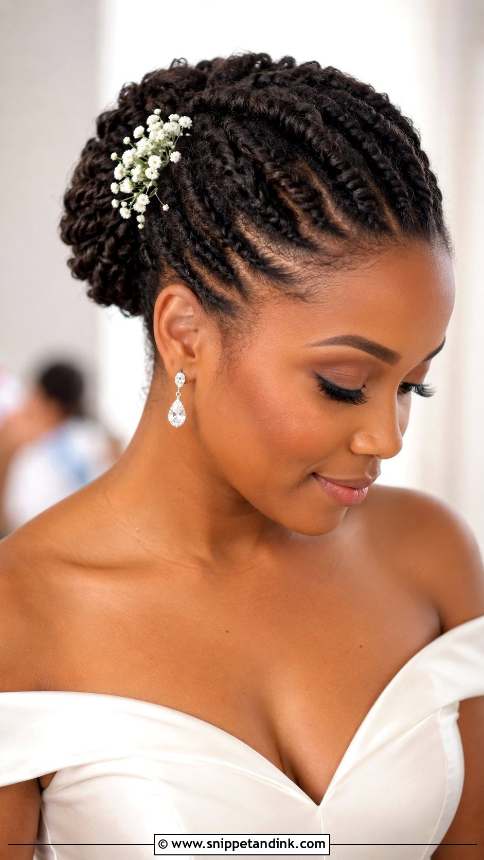 Curly Flat Twist Bun - Snippet and Ink - 30 Curly Hair Wedding Styles