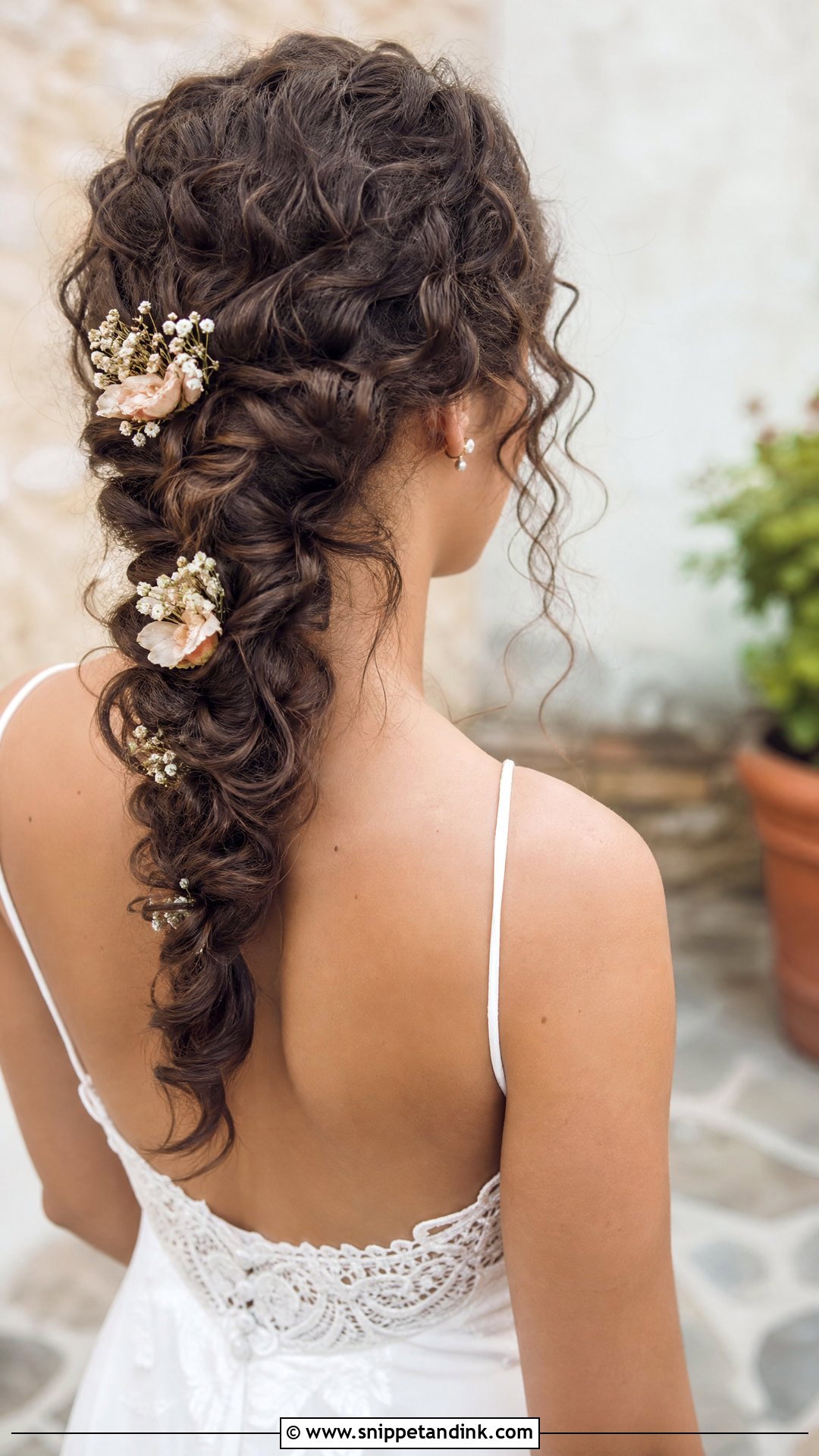 Curly French Braid Wedding Hairstyle - Snippet and Ink - 20 Curly Hairstyles Wedding the Bride