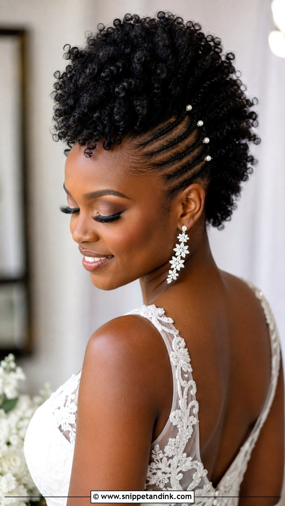 Curly Frohawk Wedding Hair - Snippet and Ink - 15 Natural Hair Wedding Styles African American Black Bride