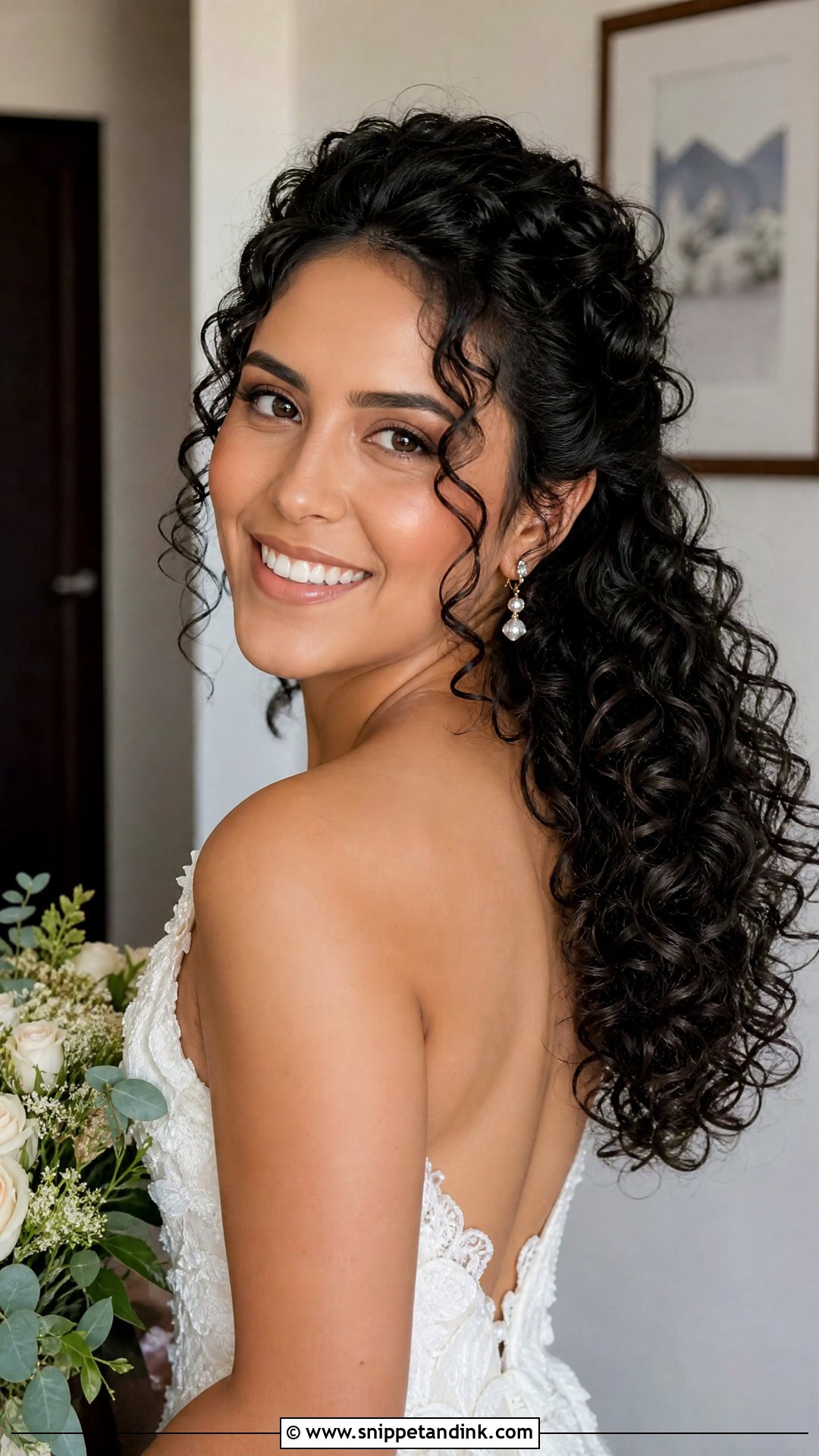 Curly Front With Half Up Style for Wedding - Snippet and Ink - 25 Front Hairstyle for Wedding Ideas