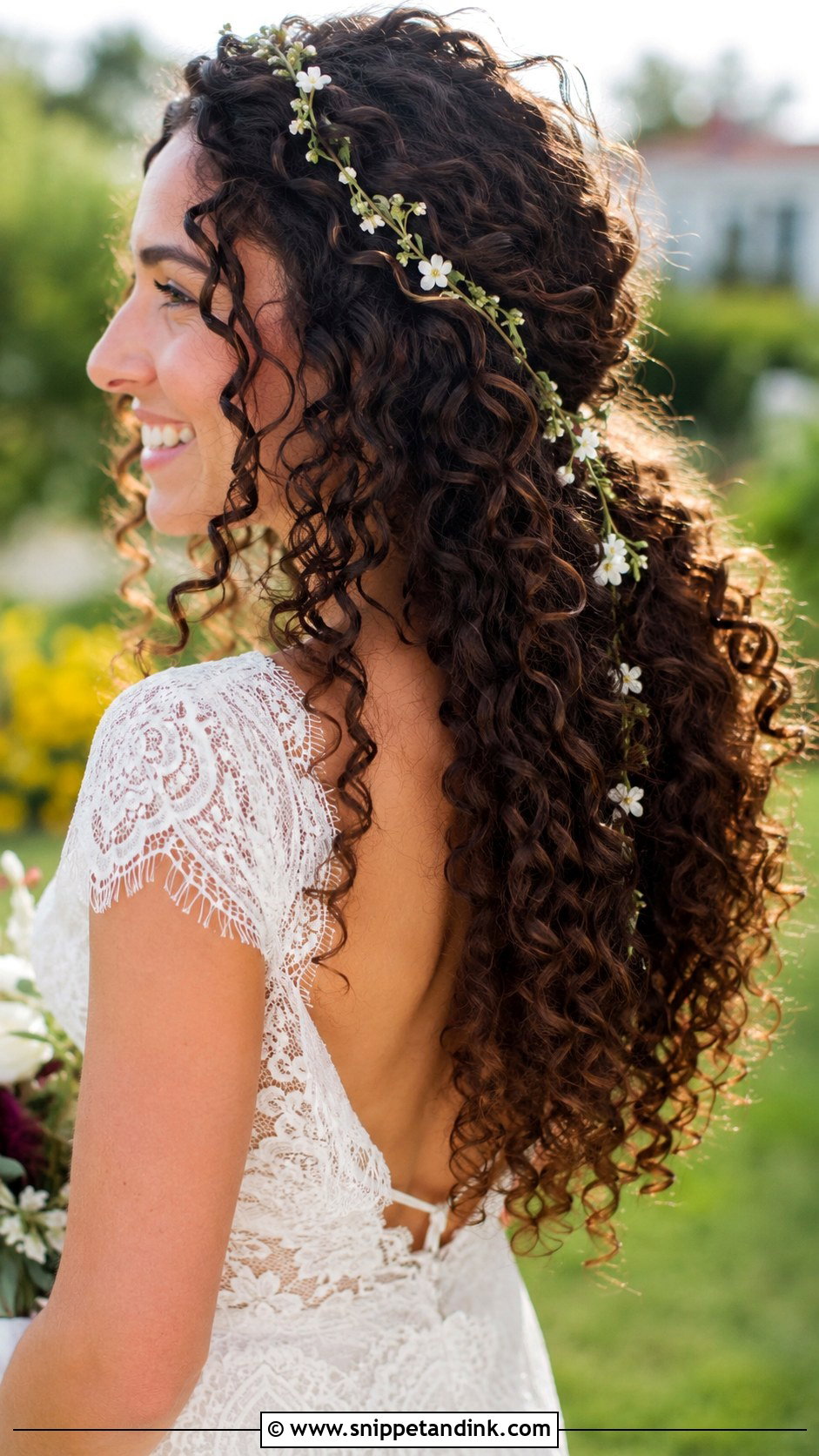 Curly Hair Boho Wedding Style - Snippet and Ink - 25 Bohemian Wedding Hair Ideas