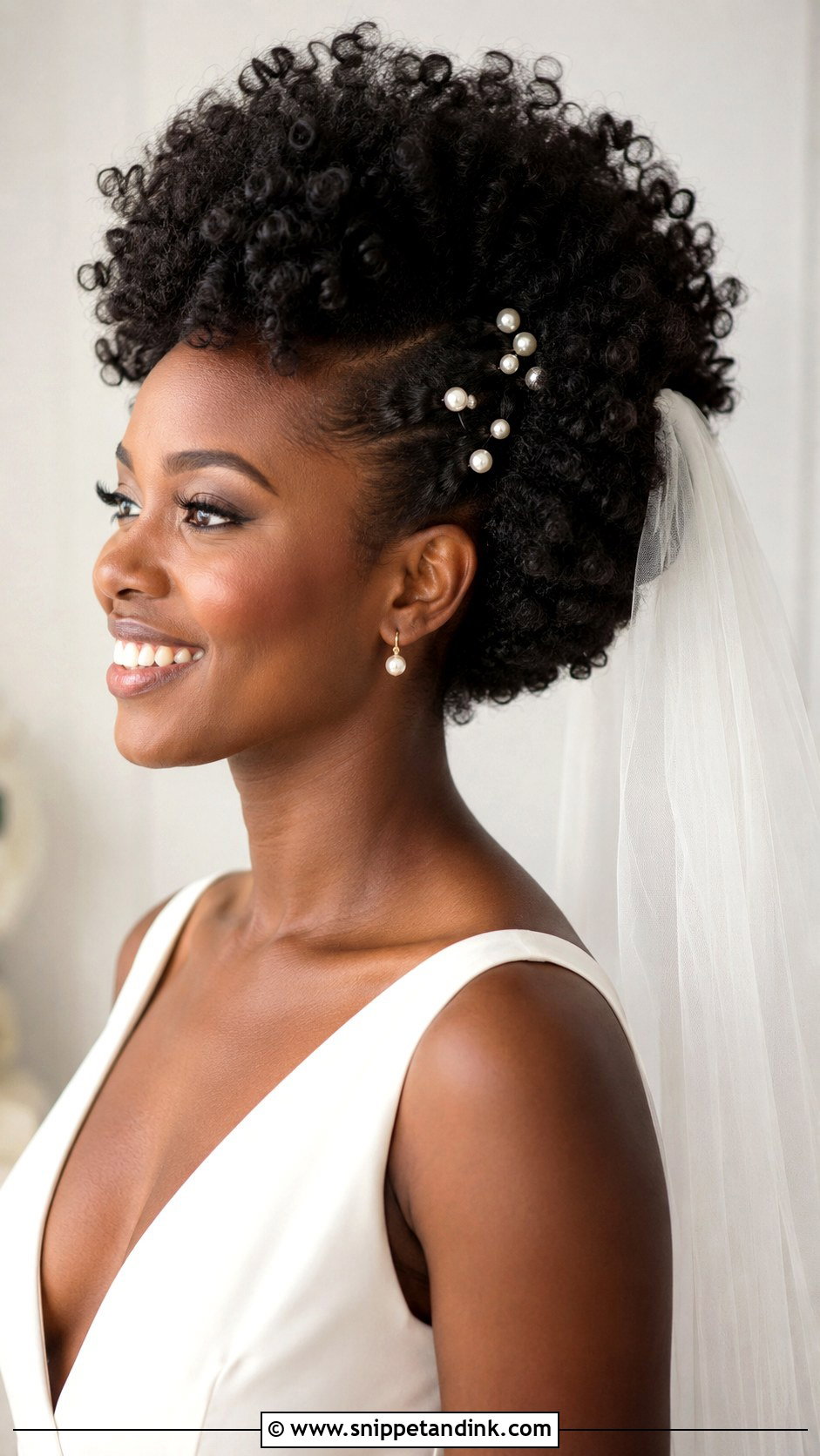 Curly Hair Bridal Afro - Snippet and Ink - 15 Natural Curly Hair Bridal Hairstyles