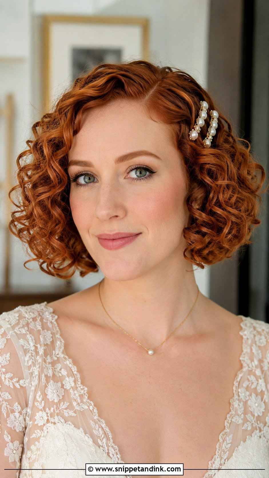 Curly Hair Bridal Bob - Snippet and Ink - 15 Natural Curly Hair Bridal Hairstyles