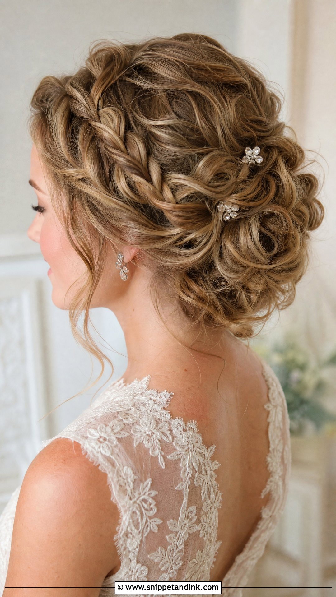 Curly Hair Bridal Braided Updo - Snippet and Ink - 15 Curly Hair Bridal Updo Ideas