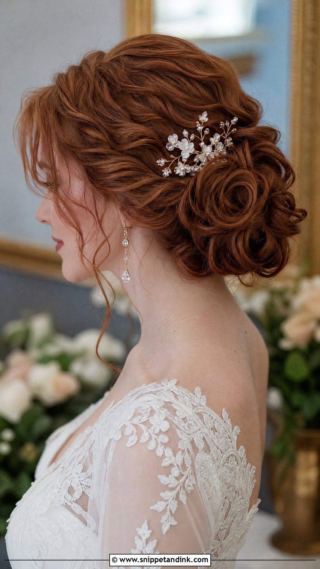Curly Hair Bridal Chignon - Snippet and Ink - 15 Curly Hair Bridal Updo Ideas