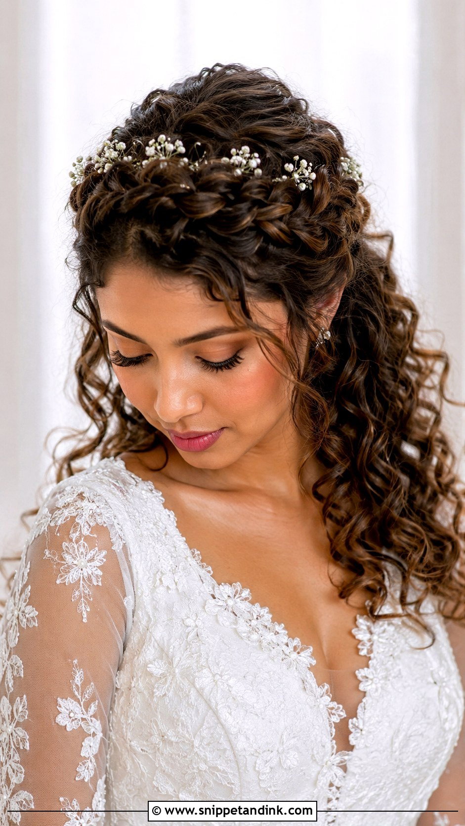 Curly Hair Bridal Crown Braid - Snippet and Ink - 15 Natural Curly Hair Bridal Hairstyles