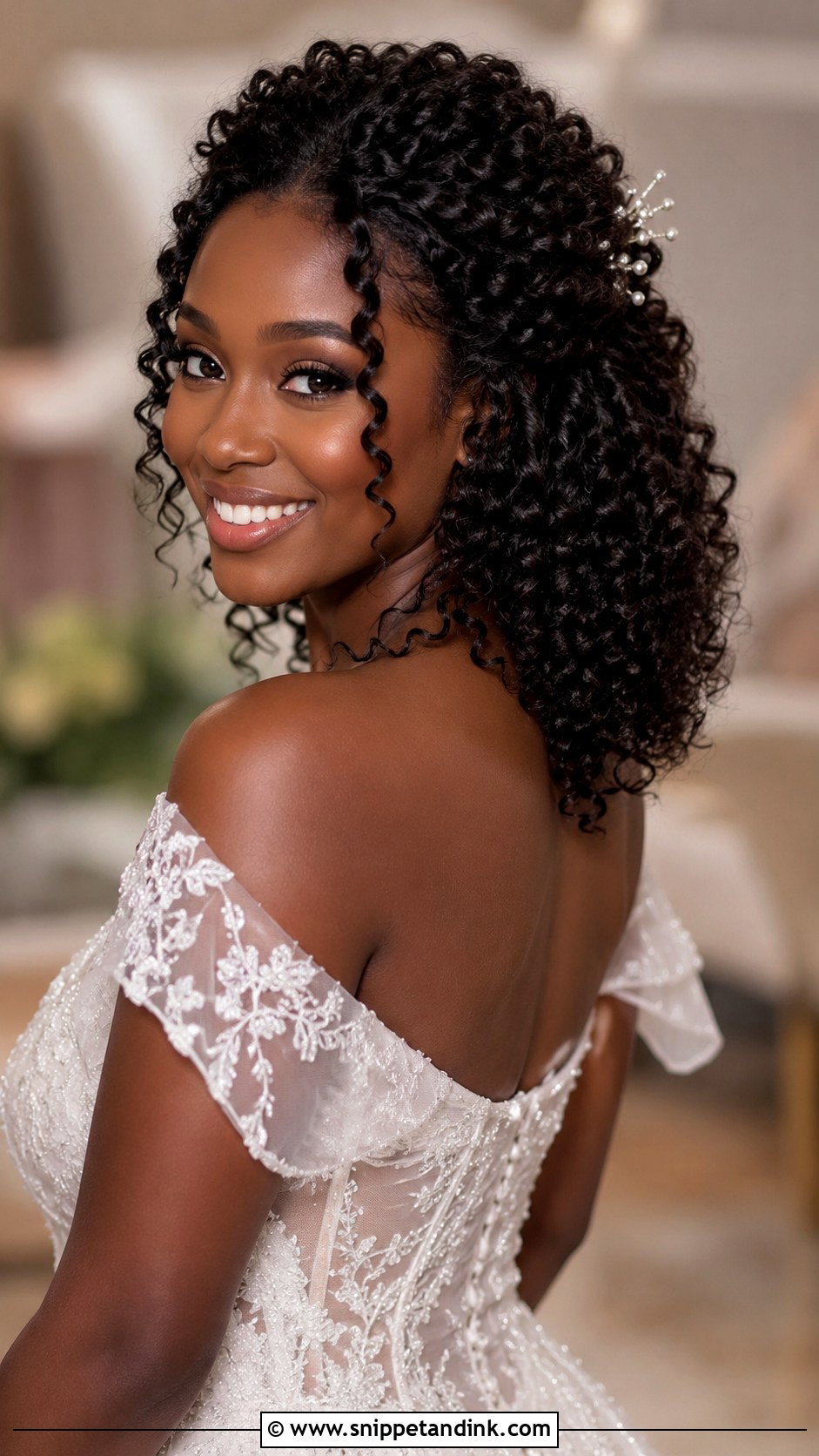 Curly Hair Bridal Half Up Half Down - Snippet and Ink - 15 Natural Curly Hair Bridal Hairstyles
