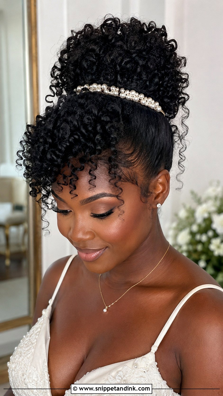 Curly Hair Bridal Pineapple Updo - Snippet and Ink - 15 Natural Curly Hair Bridal Hairstyles