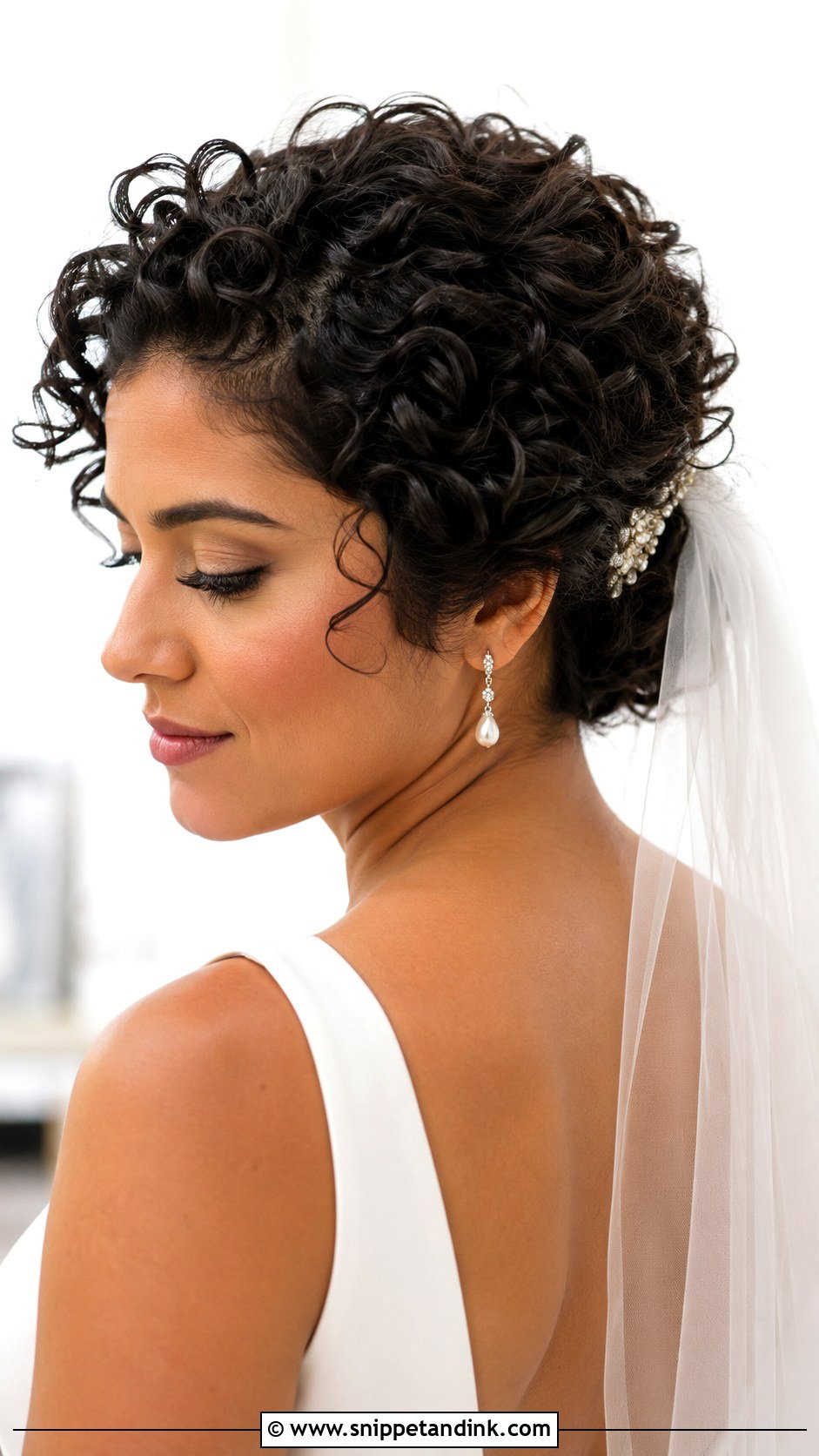 Curly Hair Bridal Short Updo - Snippet and Ink - 15 Natural Curly Hair Bridal Hairstyles