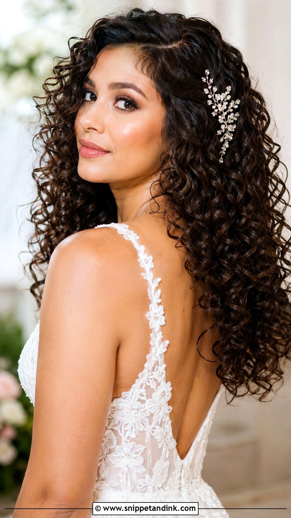Curly Hair Bridal Style - Snippet and Ink - 25 Bride Hair Styles