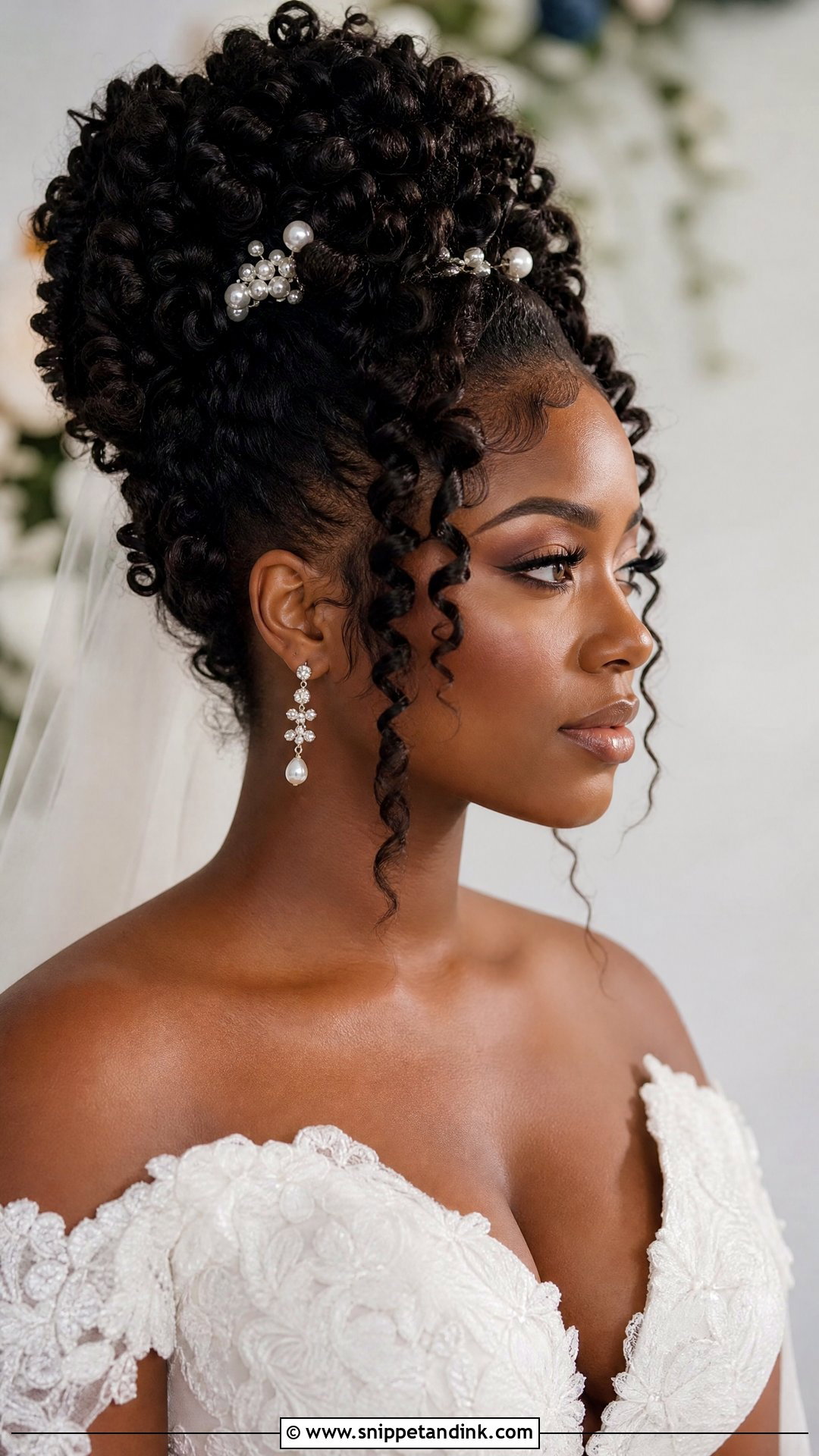 Curly Hair Bridal Updo For Natural Hair - Snippet and Ink - 15 Curly Hair Bridal Updo Ideas