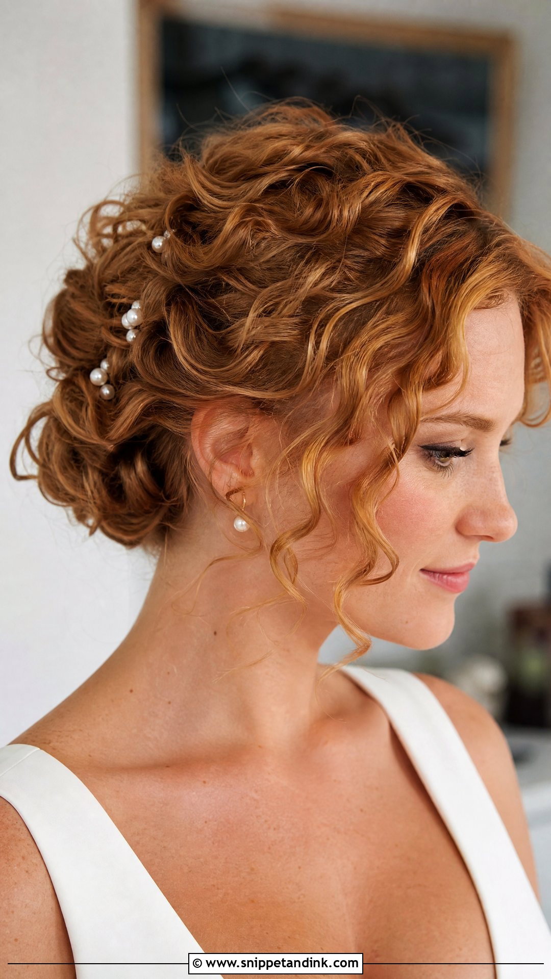 Curly Hair Bridal Updo For Short Hair - Snippet and Ink - 15 Curly Hair Bridal Updo Ideas