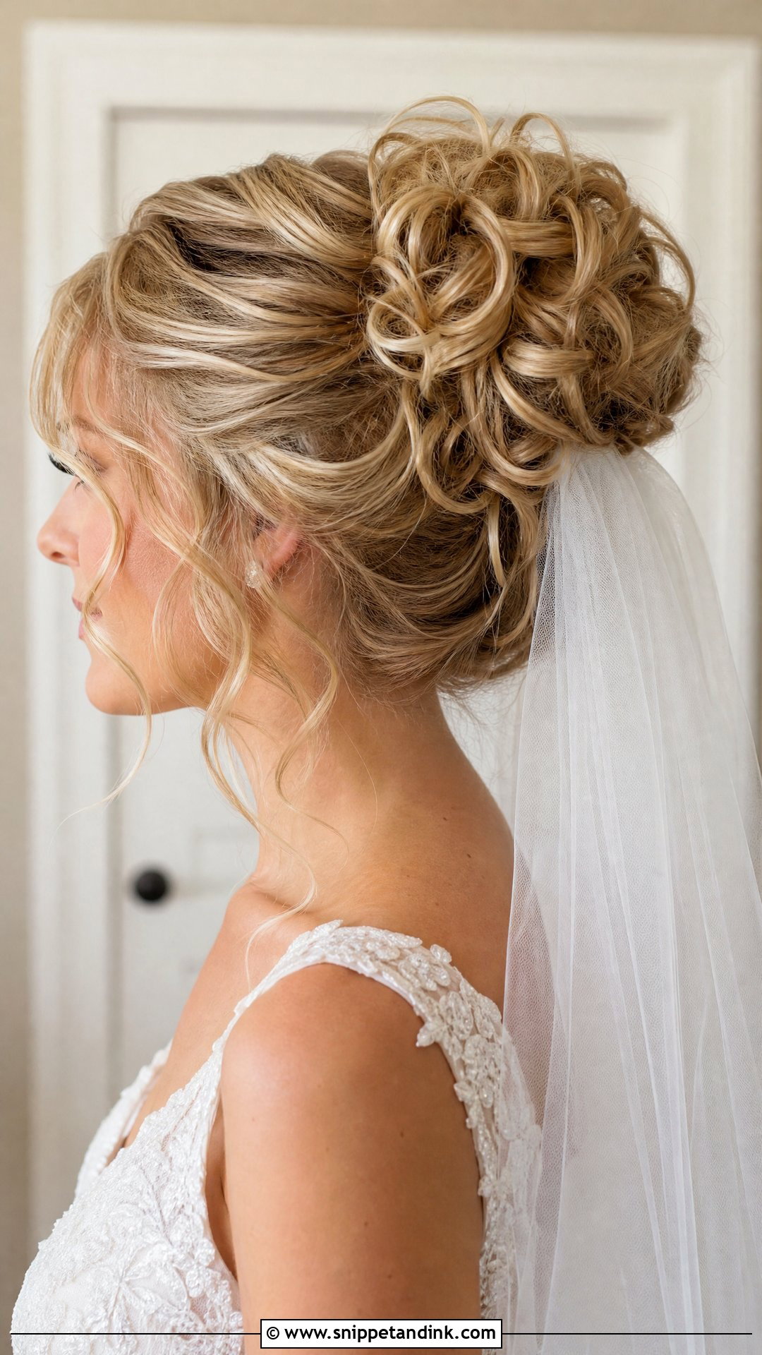 Curly Hair Bridal Updo With Veil - Snippet and Ink - 15 Curly Hair Bridal Updo Ideas