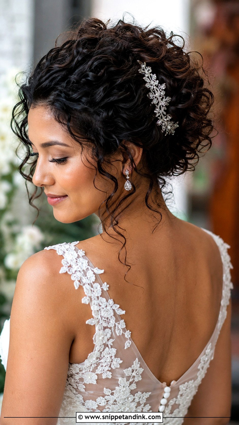Curly Hair Bridal Updo - Snippet and Ink - 30 Timeless Bridal Hair Ideas