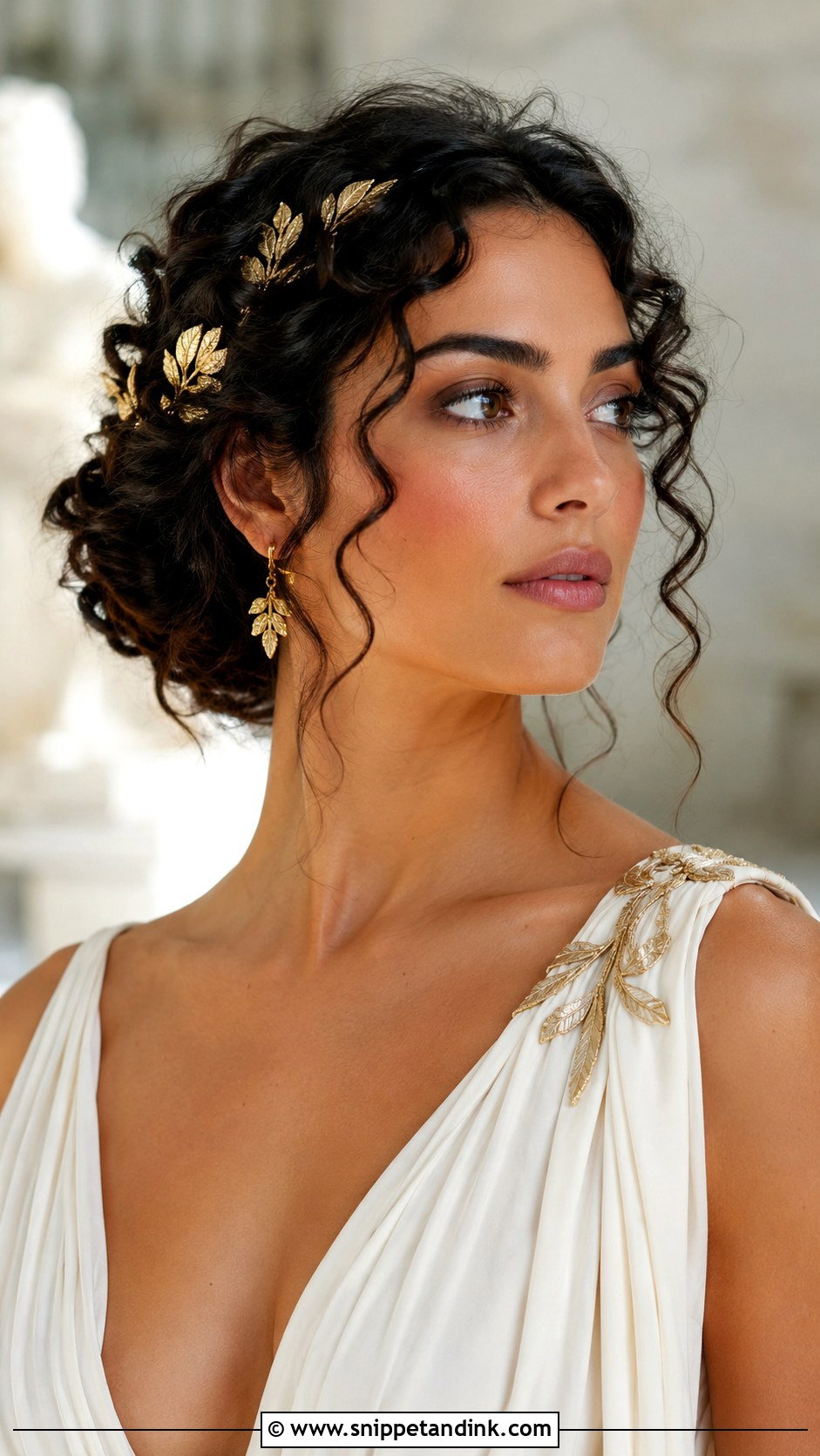 Curly Hair Bride with Gold Accessories - Snippet and Ink - 30 Curly Hair Bride Ideas