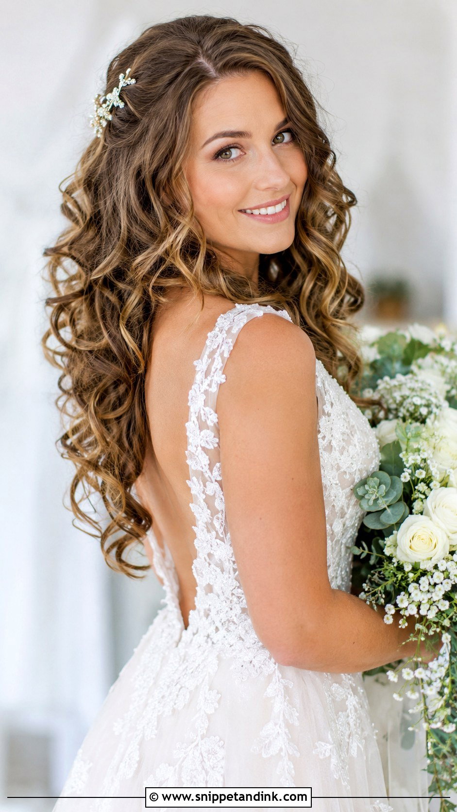 Curly Hair Bride with Loose Romantic Curls - Snippet and Ink - 30 Curly Hair Bride Ideas