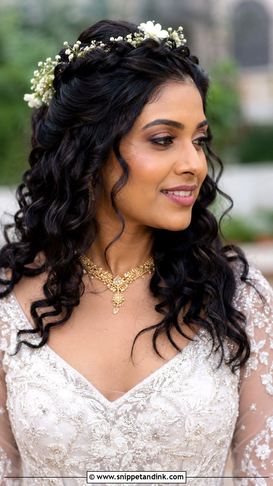 Curly Hair Bride with Twisted Crown - Snippet and Ink - 30 Curly Hair Bride Ideas