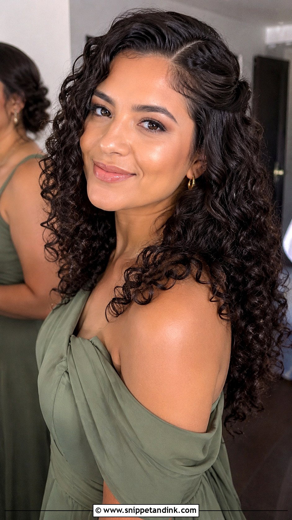 Curly Hair Down Bridesmaid Hair - Snippet and Ink - 20 Hair Down Wedding Bridesmaid Ideas