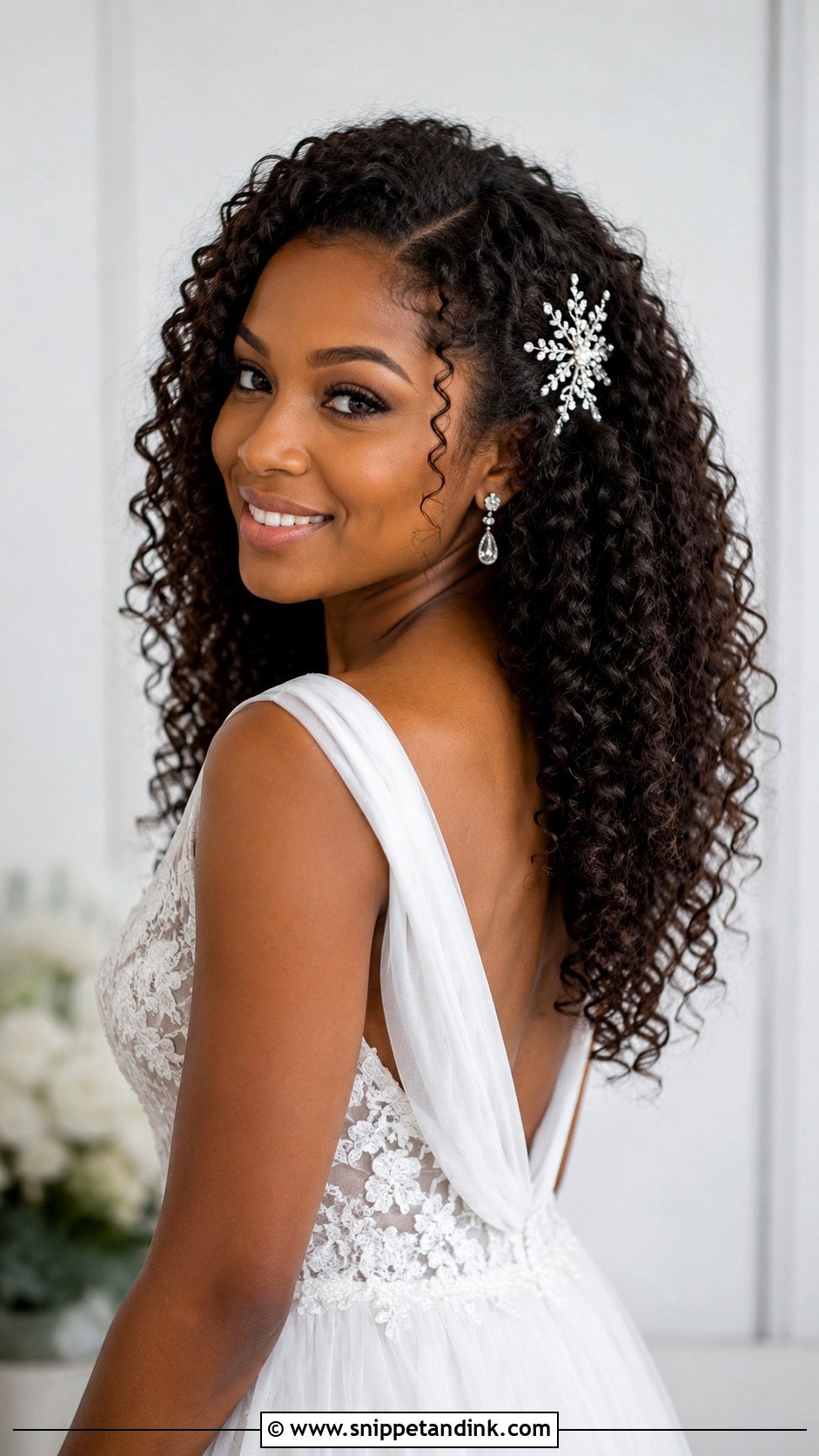 Curly Hair Down Wedding Hairstyle - Snippet and Ink - 20 Simple Curly Wedding Hairstyles