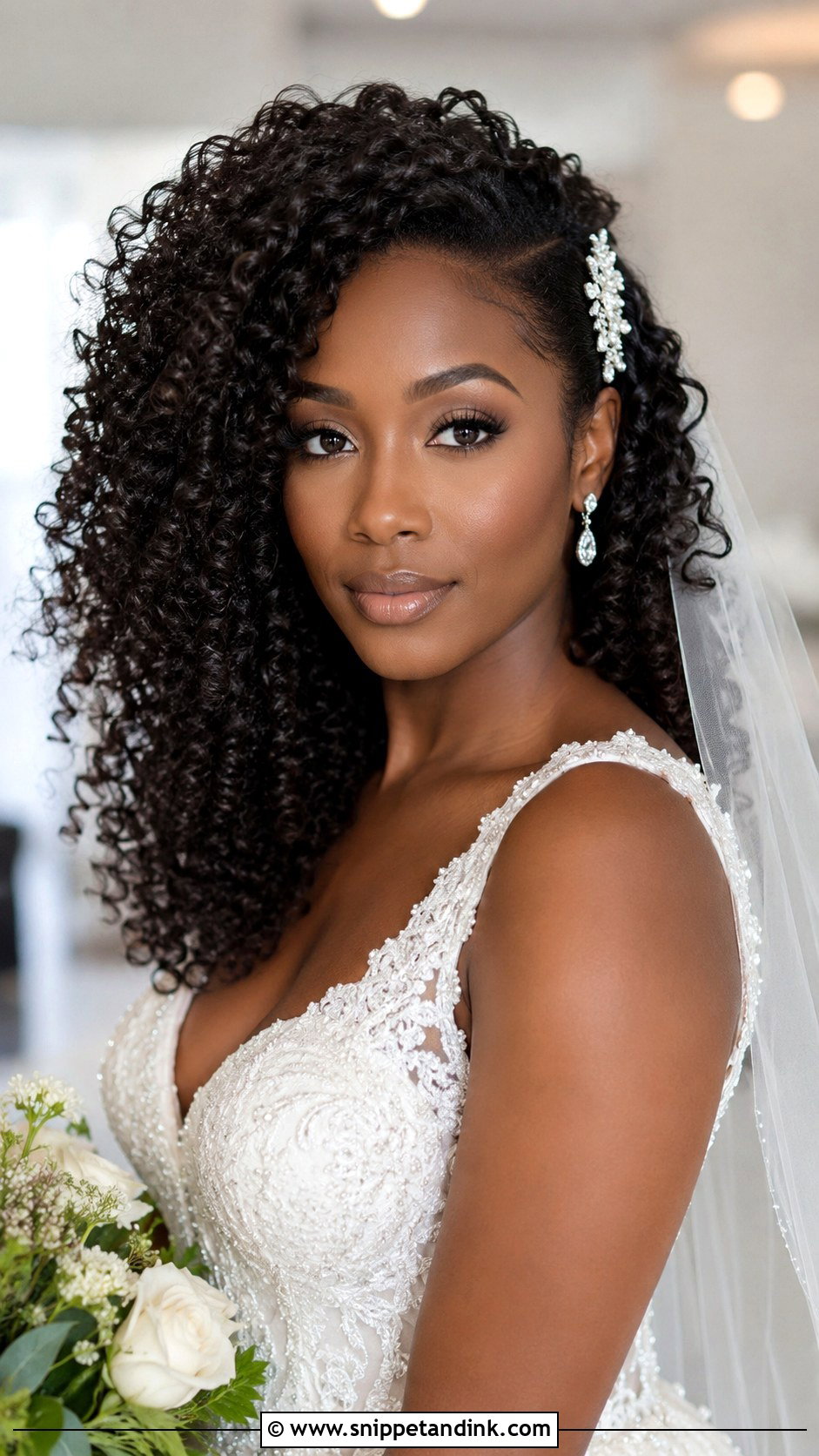 Curly Hair Down Wedding Hairstyle - Snippet and Ink - 30 Bride Wedding Hairstyles