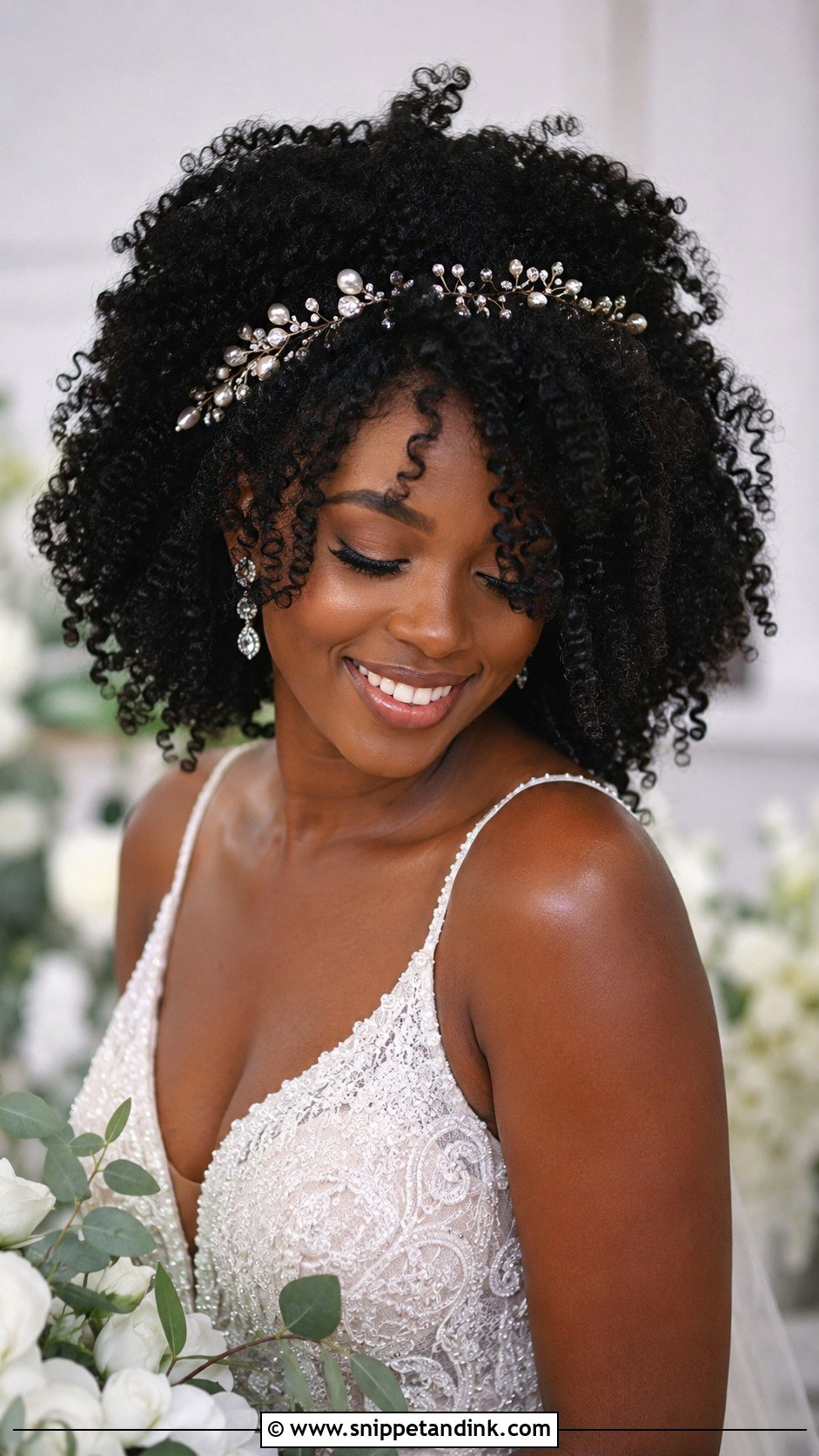 Curly Hair Down Wedding Hairstyle - Snippet and Ink - 30 Open Hair Wedding Hairstyles