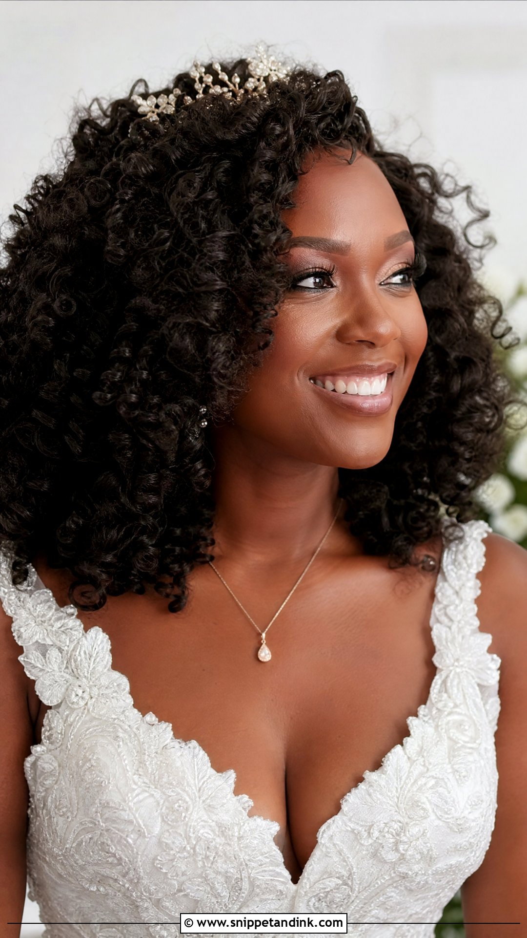Curly Hair Down With Crown - Snippet and Ink - 20 Bridal Hairstyle with Crown Ideas