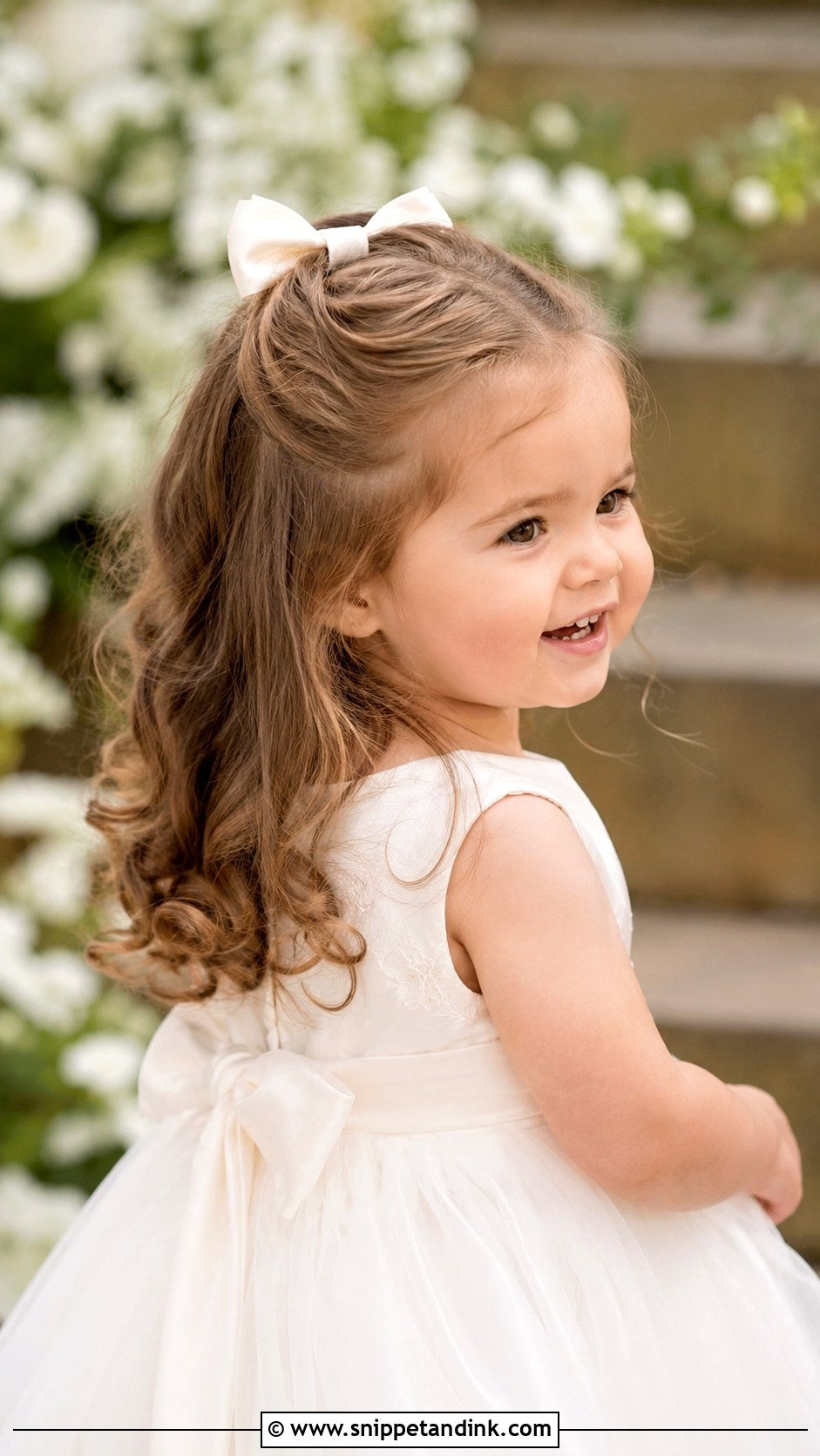 Curly Hair Down With Headband - Snippet and Ink - 25 Toddler Wedding Hair Ideas