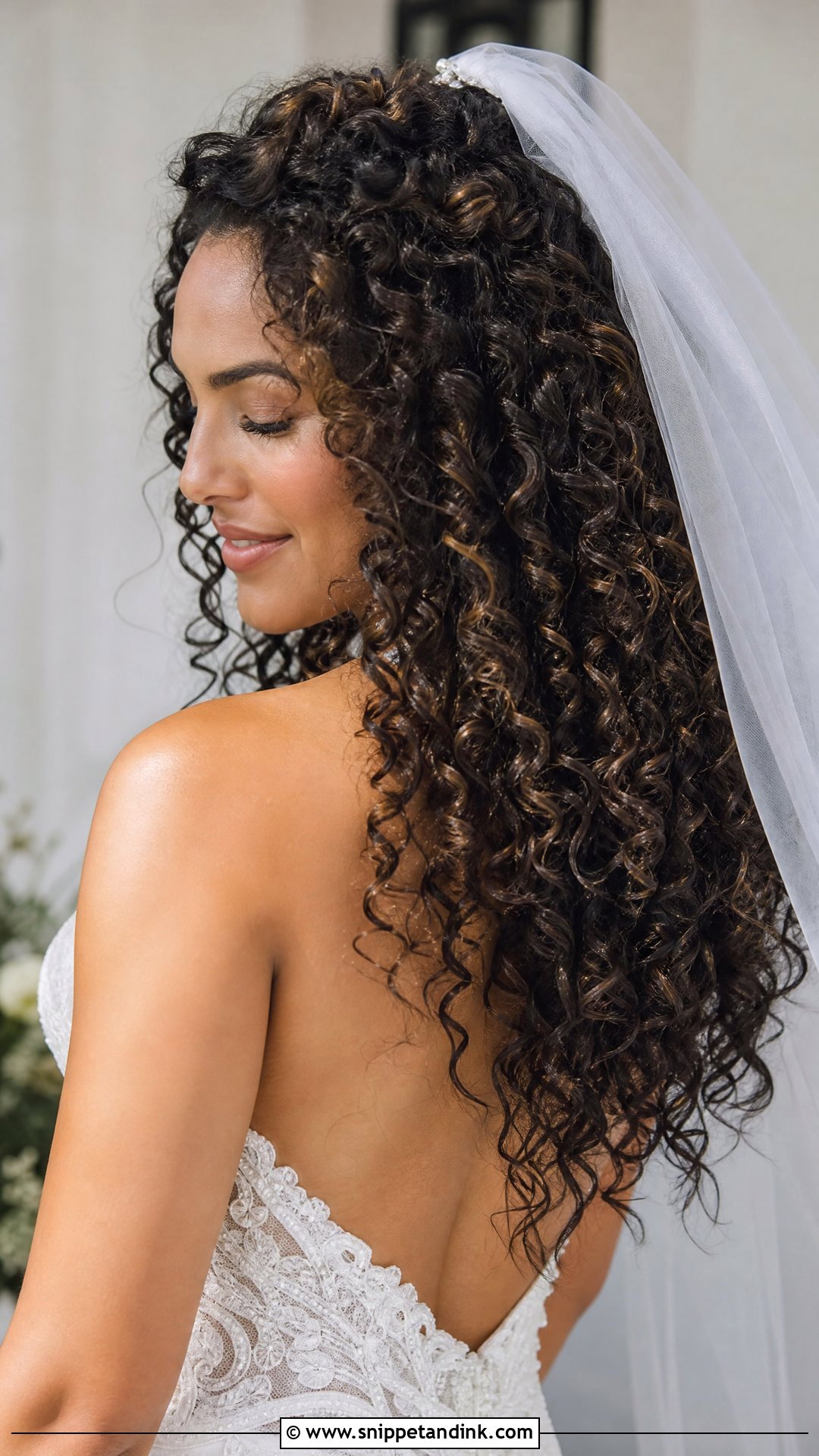 Curly Hair Down With Veil - Snippet and Ink - 20 Hair with Veil Ideas