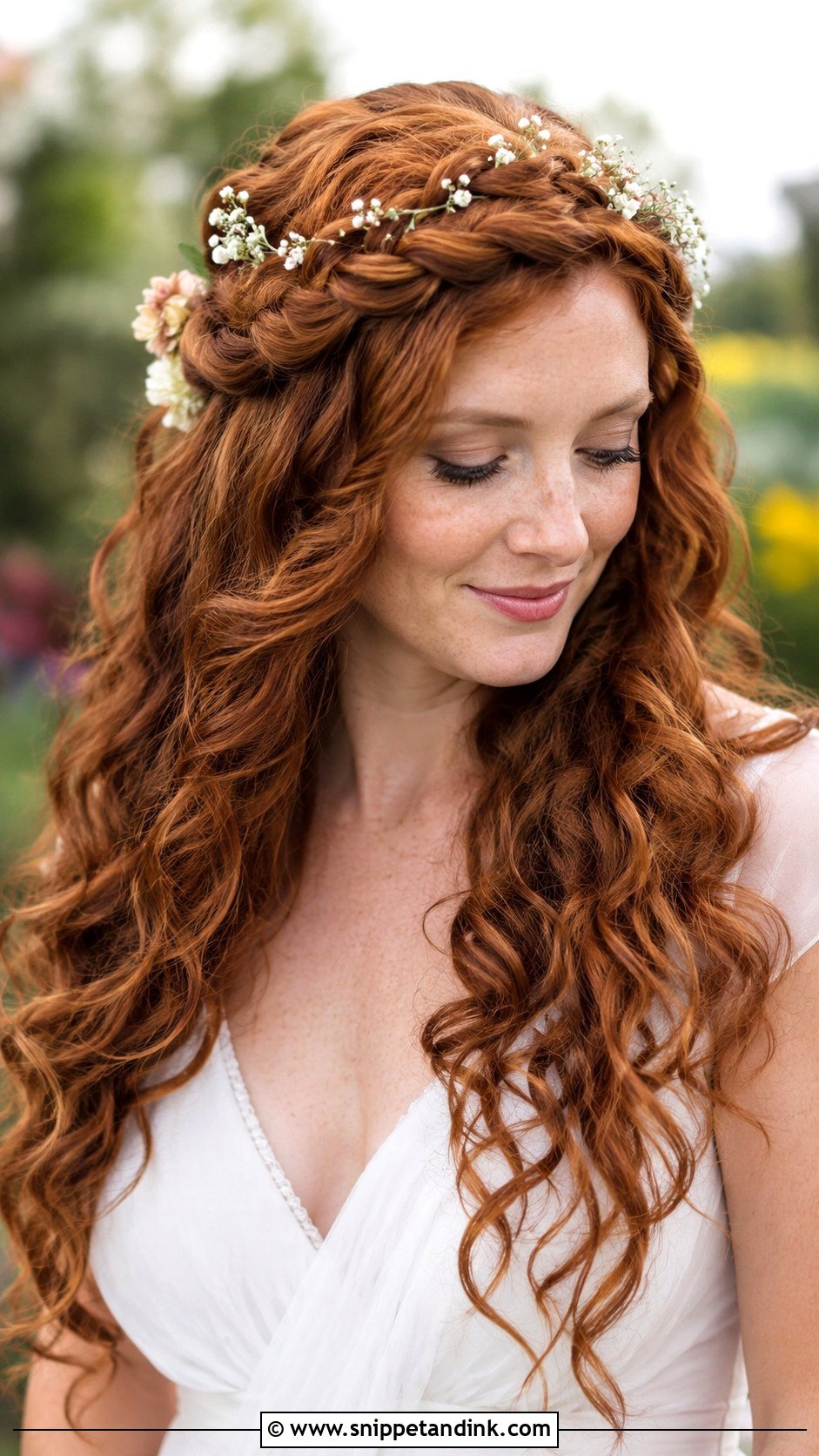 Curly Hair Down with Braided Crown - Snippet and Ink - 25 Wedding Hair Down with Curls