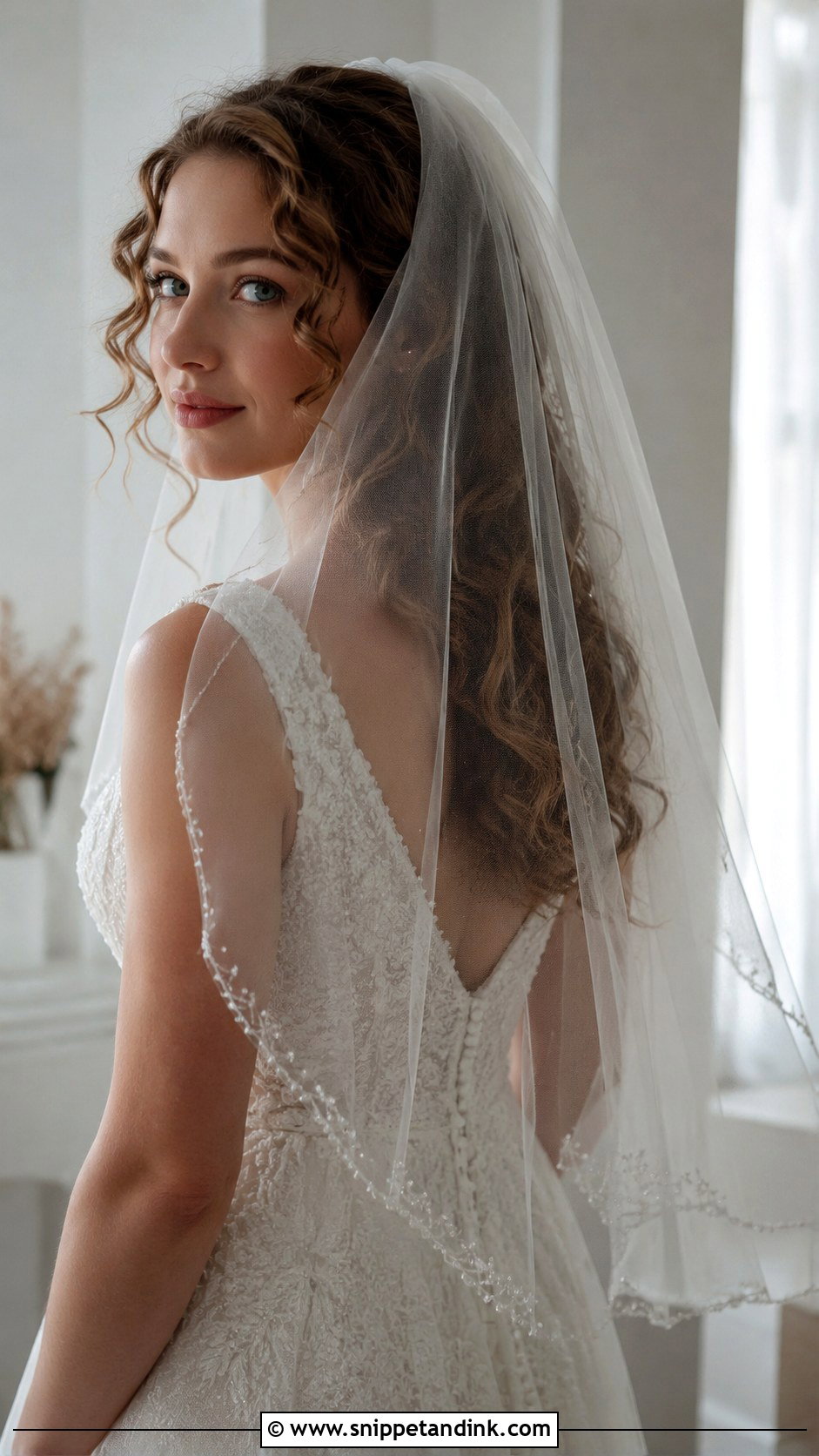 Curly Hair Down with Veil - Snippet and Ink - 25 Wedding Hair Down with Curls