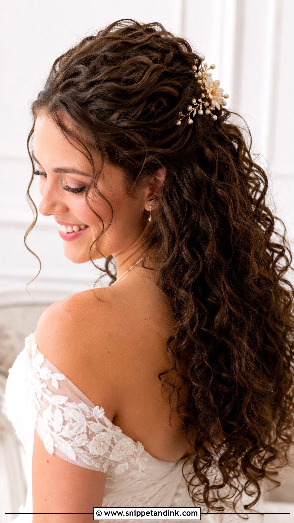 Curly Hair Half Up - Snippet and Ink - 25 Christian Bridal Hairstyle Ideas
