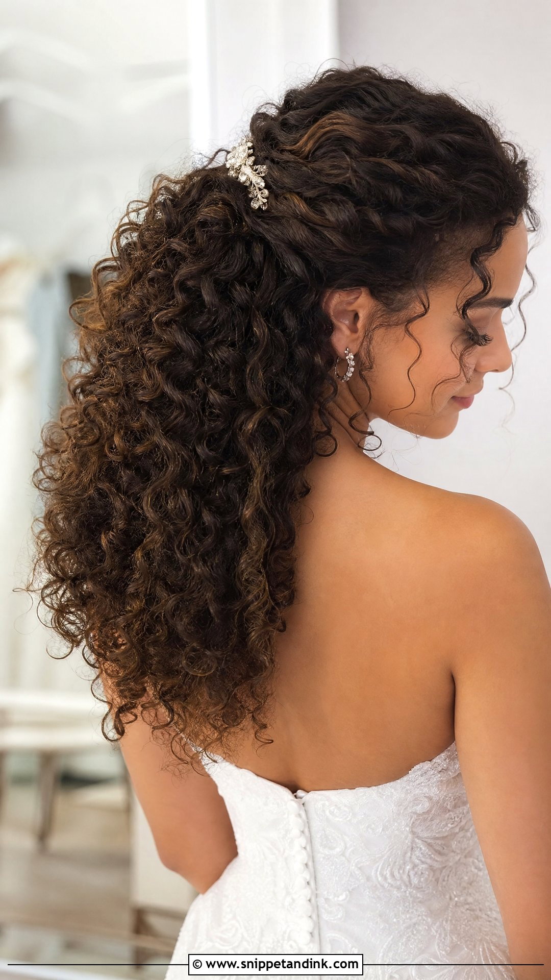 Curly Hair Half Up Style - Snippet and Ink - 20 Hair Styles for Marriage