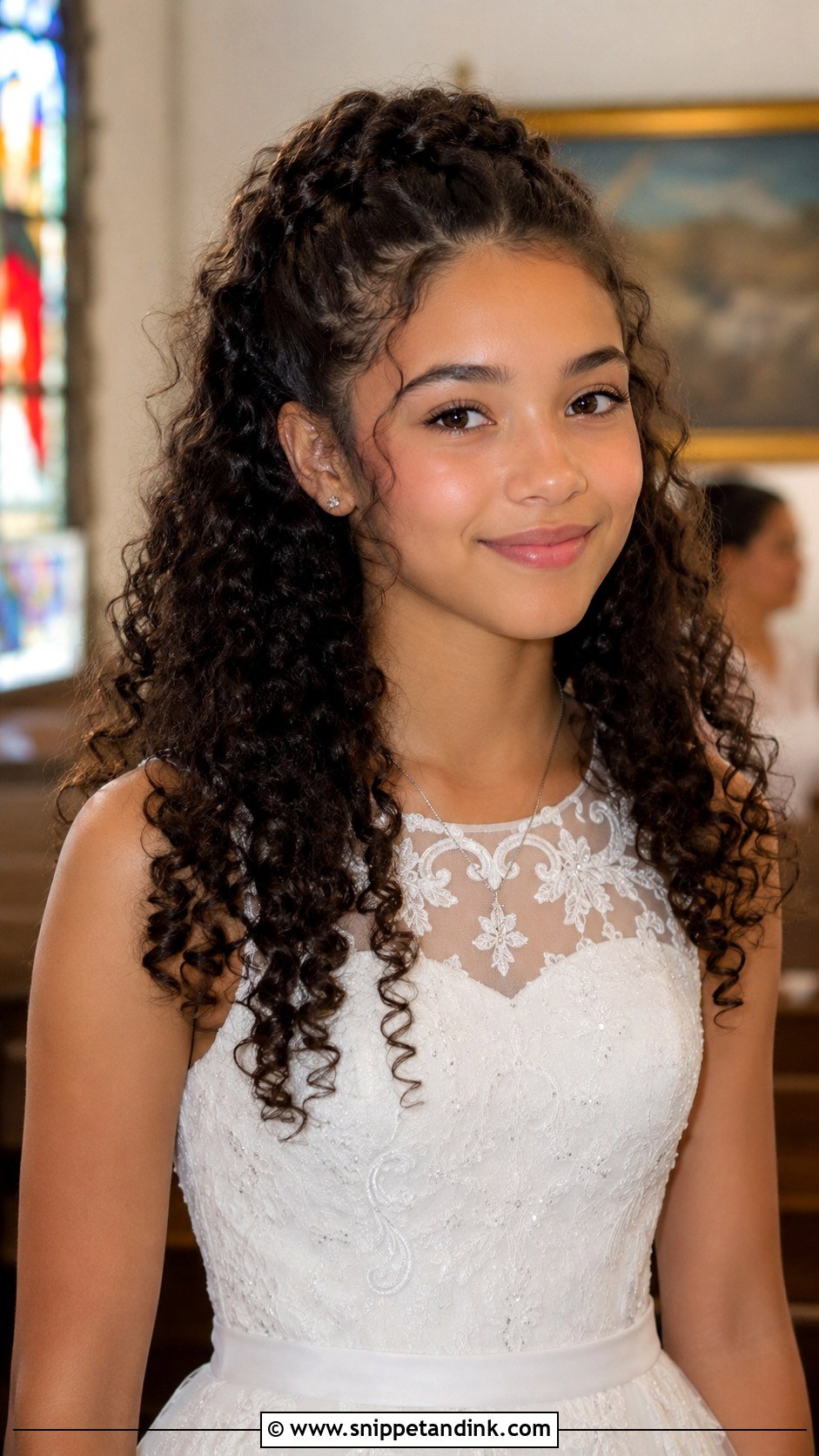 Curly Hair Half Up Style - Snippet and Ink - 25 Confirmation Hairstyles