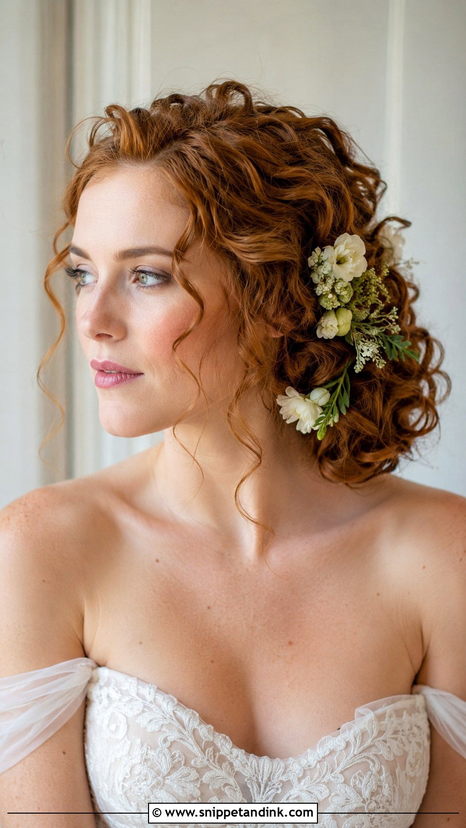 Curly Hair Side Bun Bridal Look - Snippet and Ink - 25 Curly Hair Bridal Hairstyles