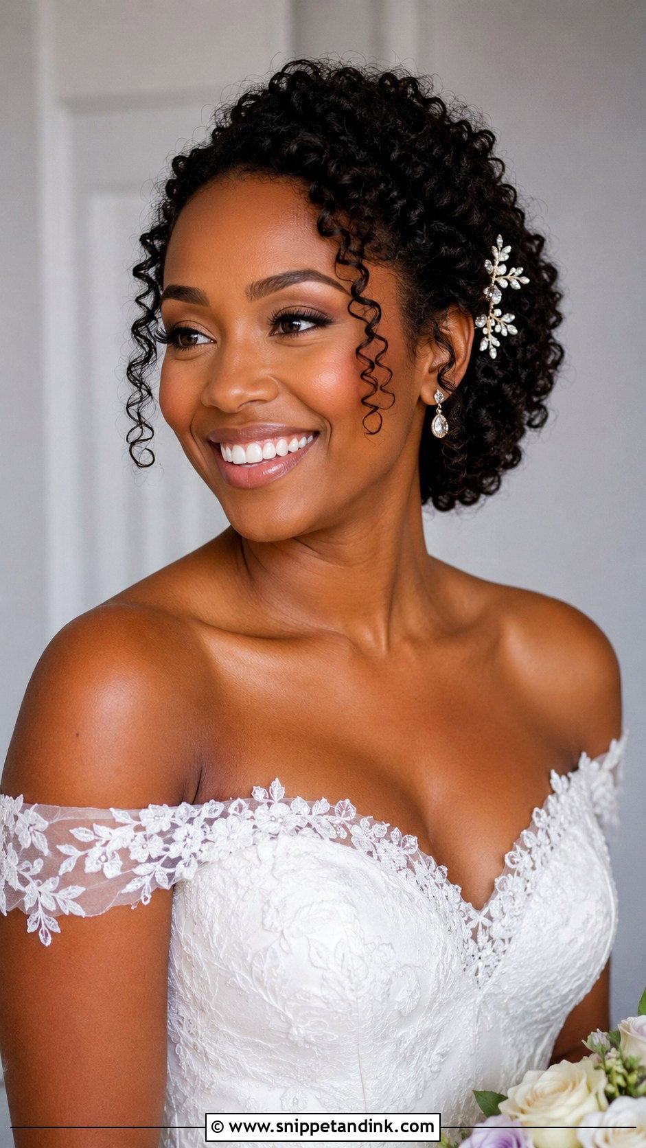 Curly Hair Tucked Behind Ears - Snippet and Ink - 20 Hair Behind Ears Wedding Hairstyles