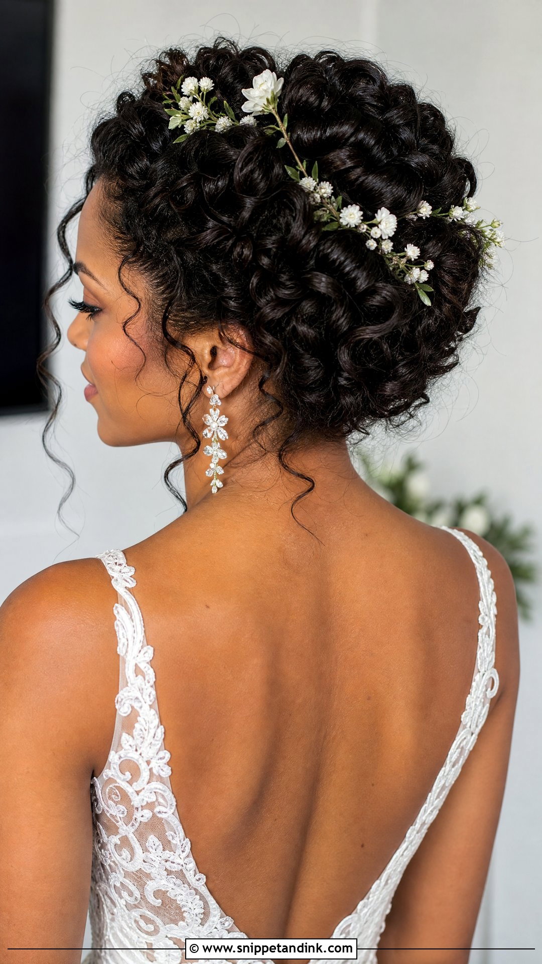 Curly Hair Twisted Crown Updo - Snippet and Ink - 20 Curly Hair Bride Wedding Day Ideas