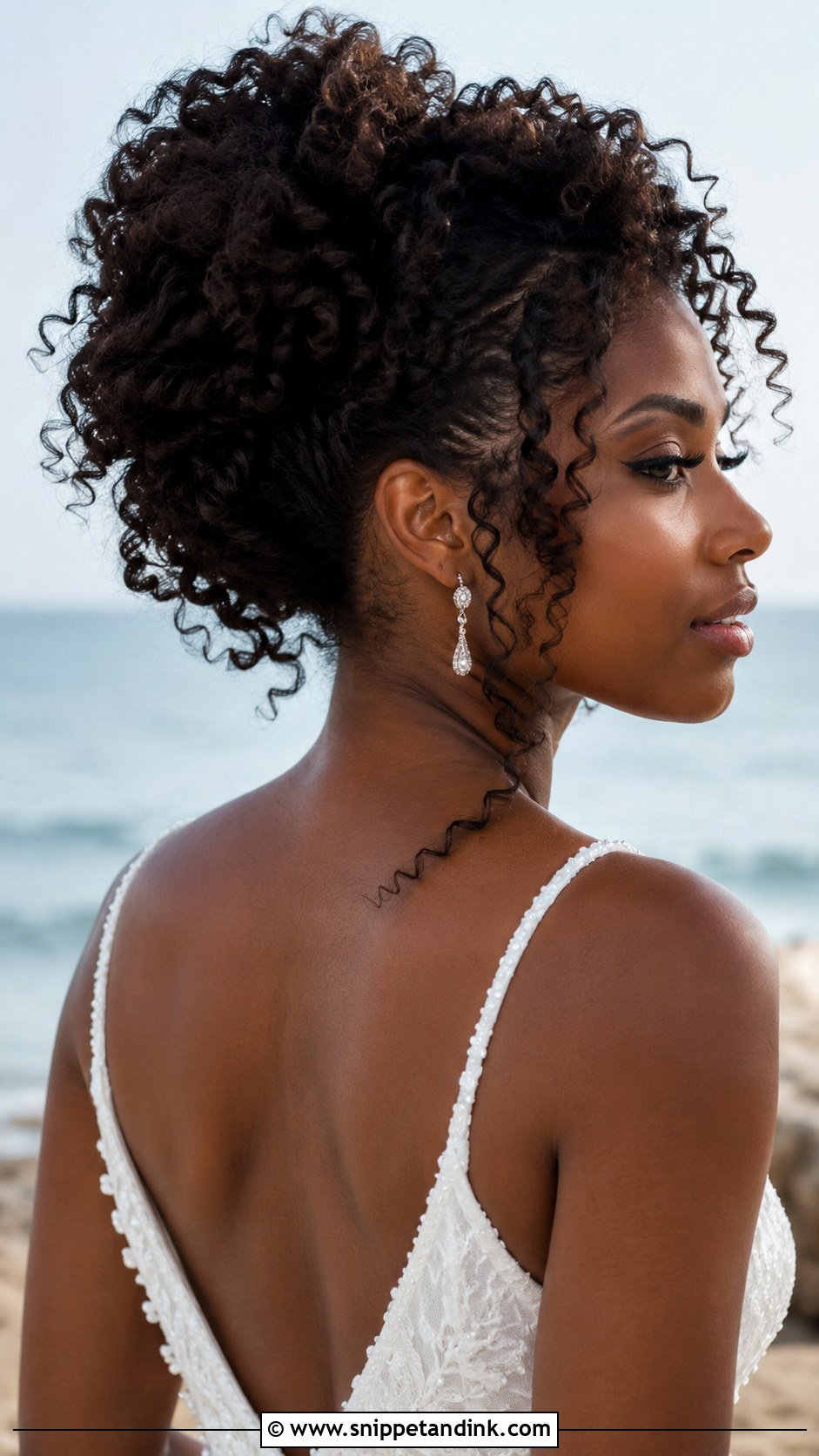 Curly Hair Updo - Snippet and Ink - 30 Beach Wedding Hair Ideas