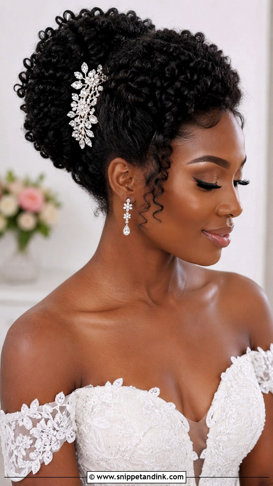 Curly Hair Updo Bridal Hairstyle - Snippet and Ink - 20 Trending Bridal Hairstyles