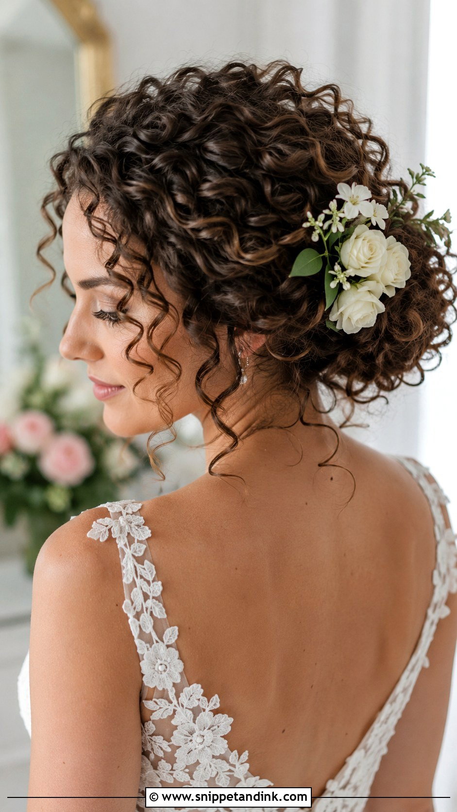 Curly Hair Updo Wedding Hairstyle - Snippet and Ink - 35 Wedding Hairstyles